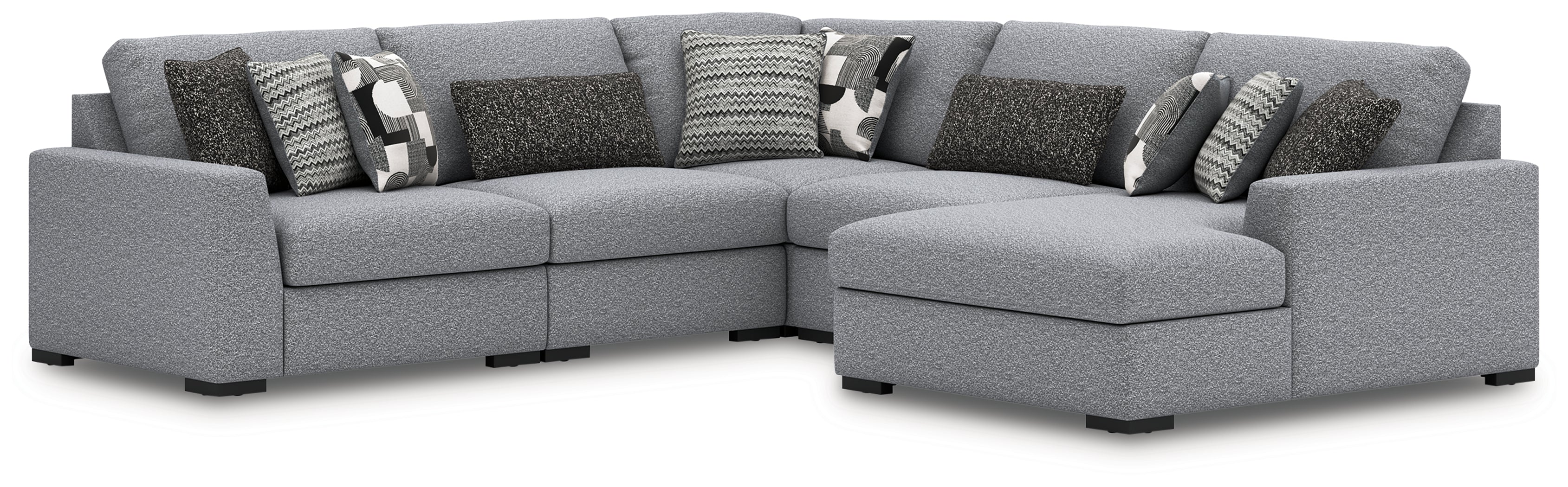 Prime Furniture - Ashley Furniture - Bealton Sectional - RAF 5-Piece Sectional with Chaise / Salt and Pepper - 61305S7