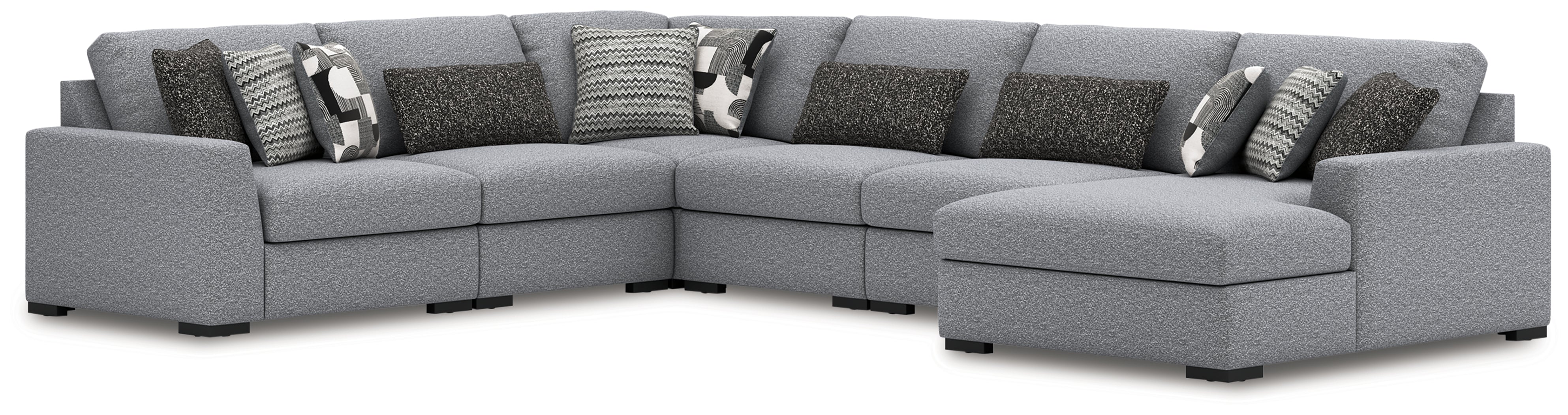 Prime Furniture - Ashley Furniture - Bealton Sectional - RAF 6-Piece Sectional with Chaise / Salt and Pepper - 61305S12