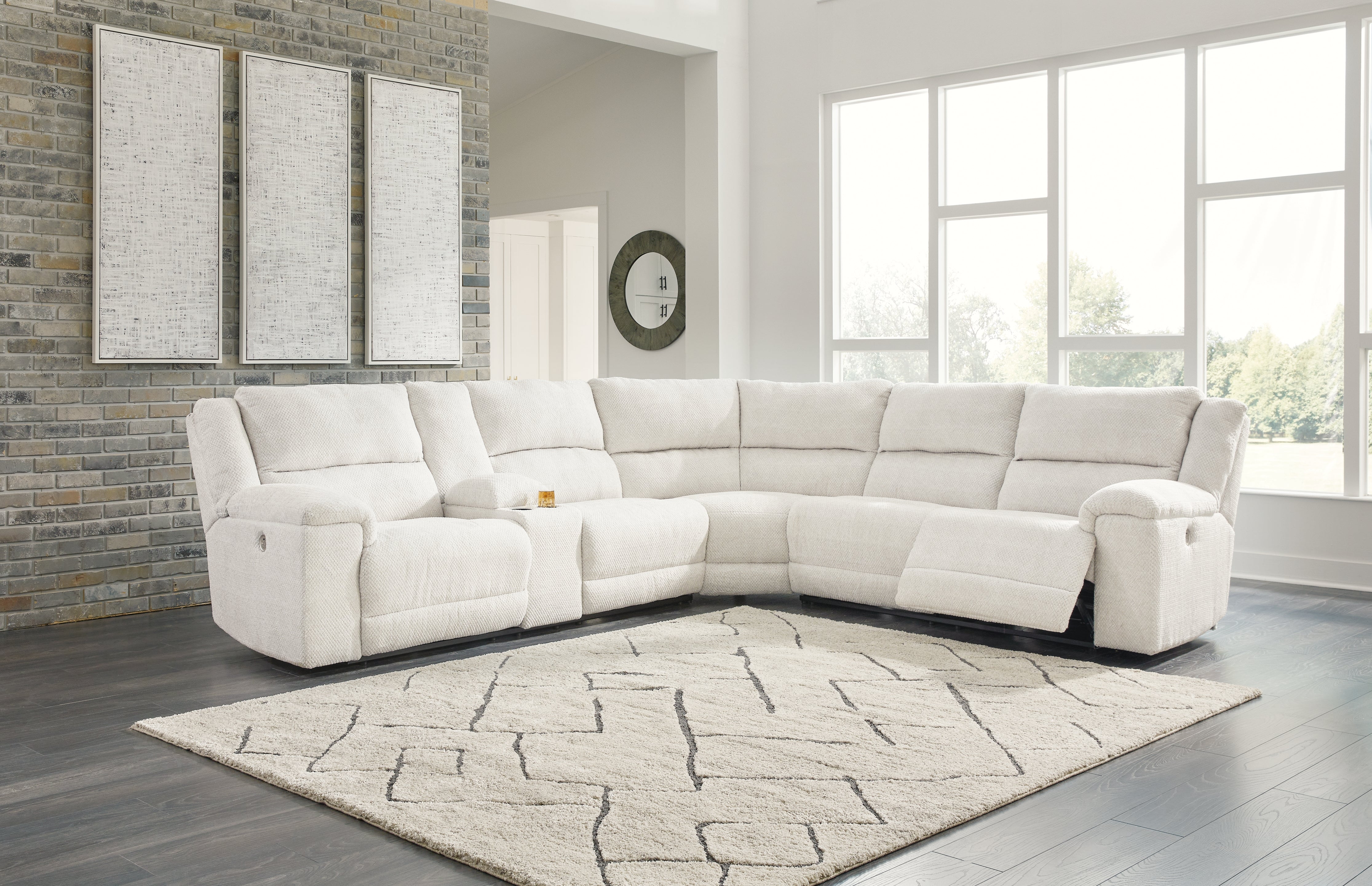 Prime Furniture - Ashley Furniture - Keensburg Sectional - 3-Piece Power Reclining Sectional / Linen - 61807S1