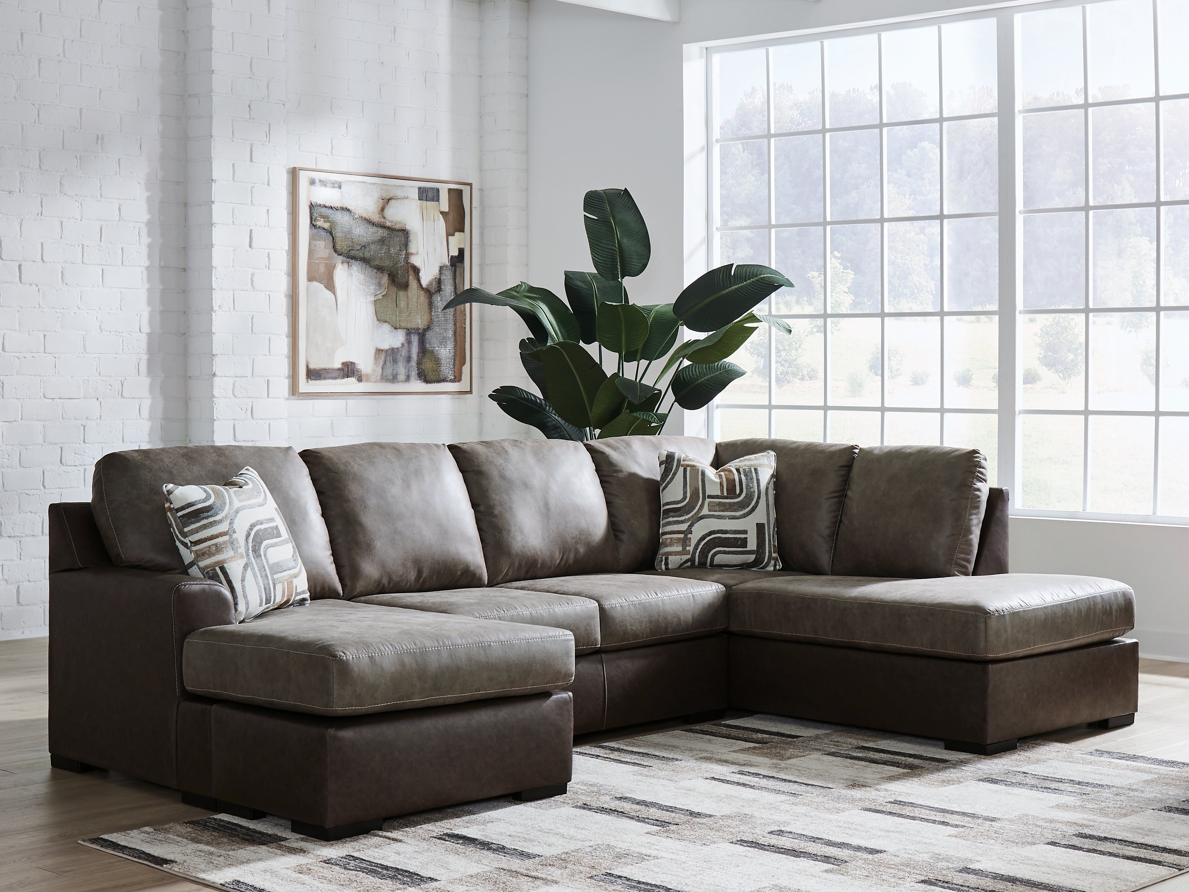 Prime Furniture - Ashley Furniture - Castille Way Sectional - LAF 2-Piece Sectional with Chaise / Fossil - PC62703S2