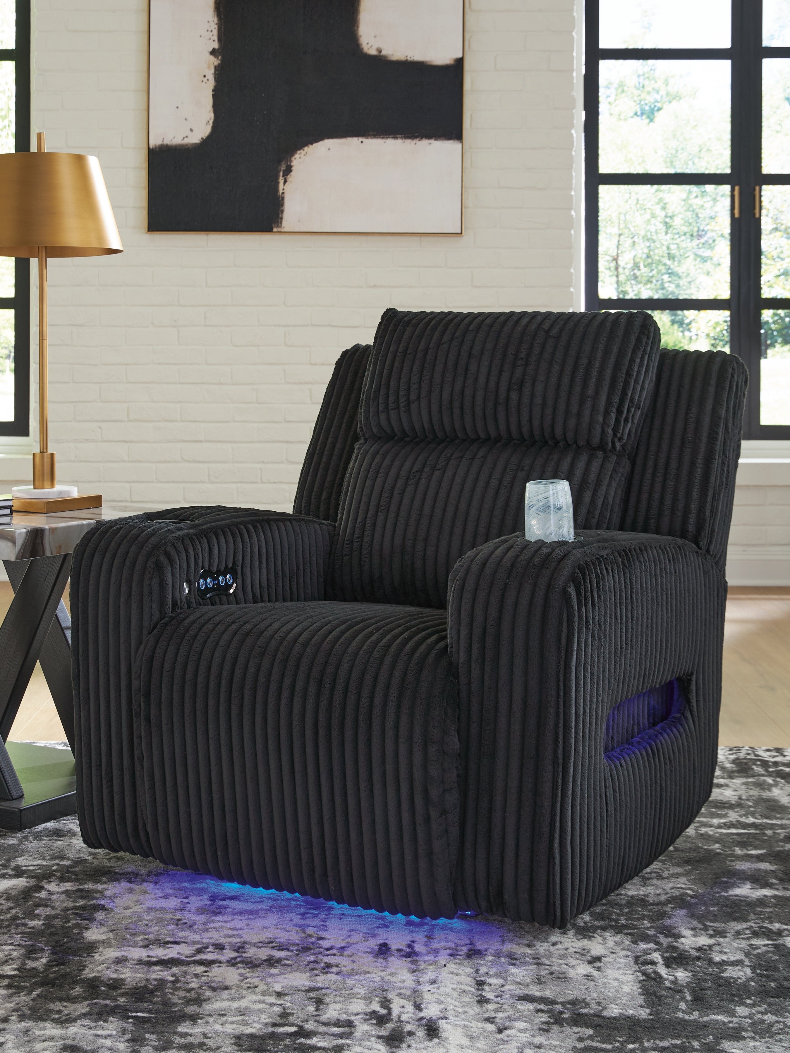 Prime Furniture - Ashley Furniture - Forest Lake Living Room - PWR Recliner/ADJ Headrest / Black - PC6420213