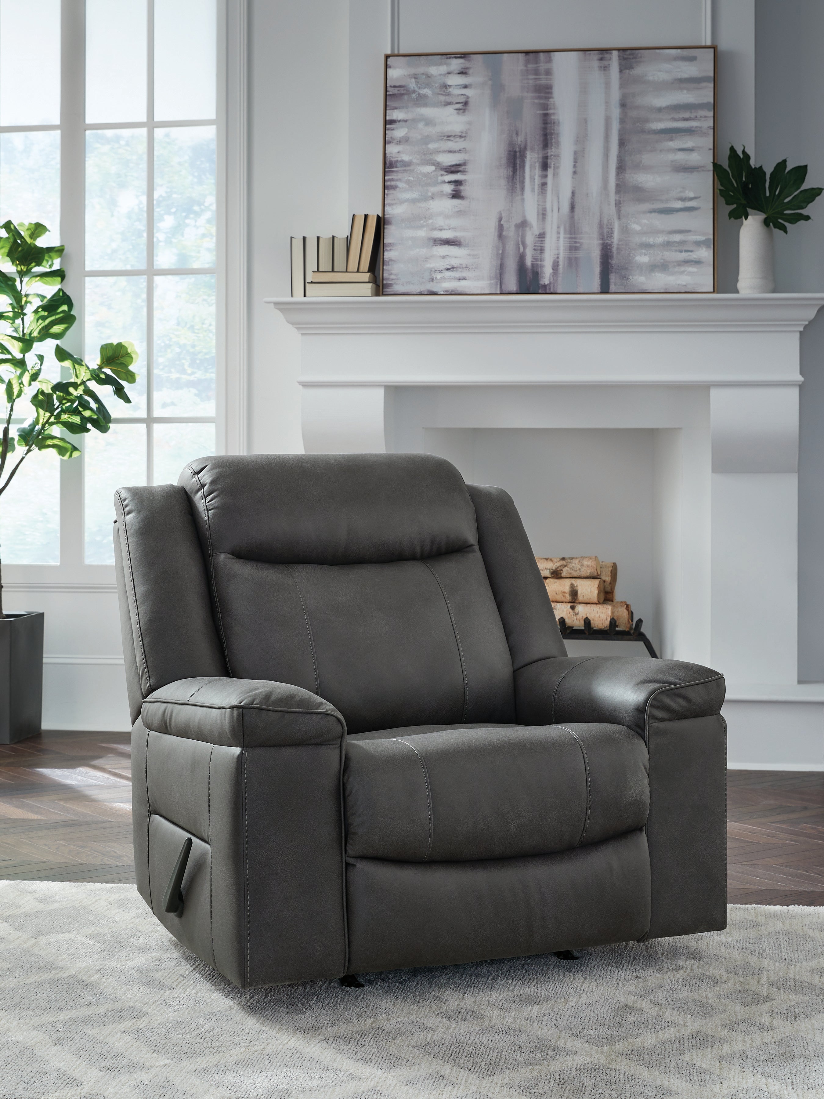 Prime Furniture - Ashley Furniture - Status Check Living Room - Rocker Recliner / Shadow - PC6530725