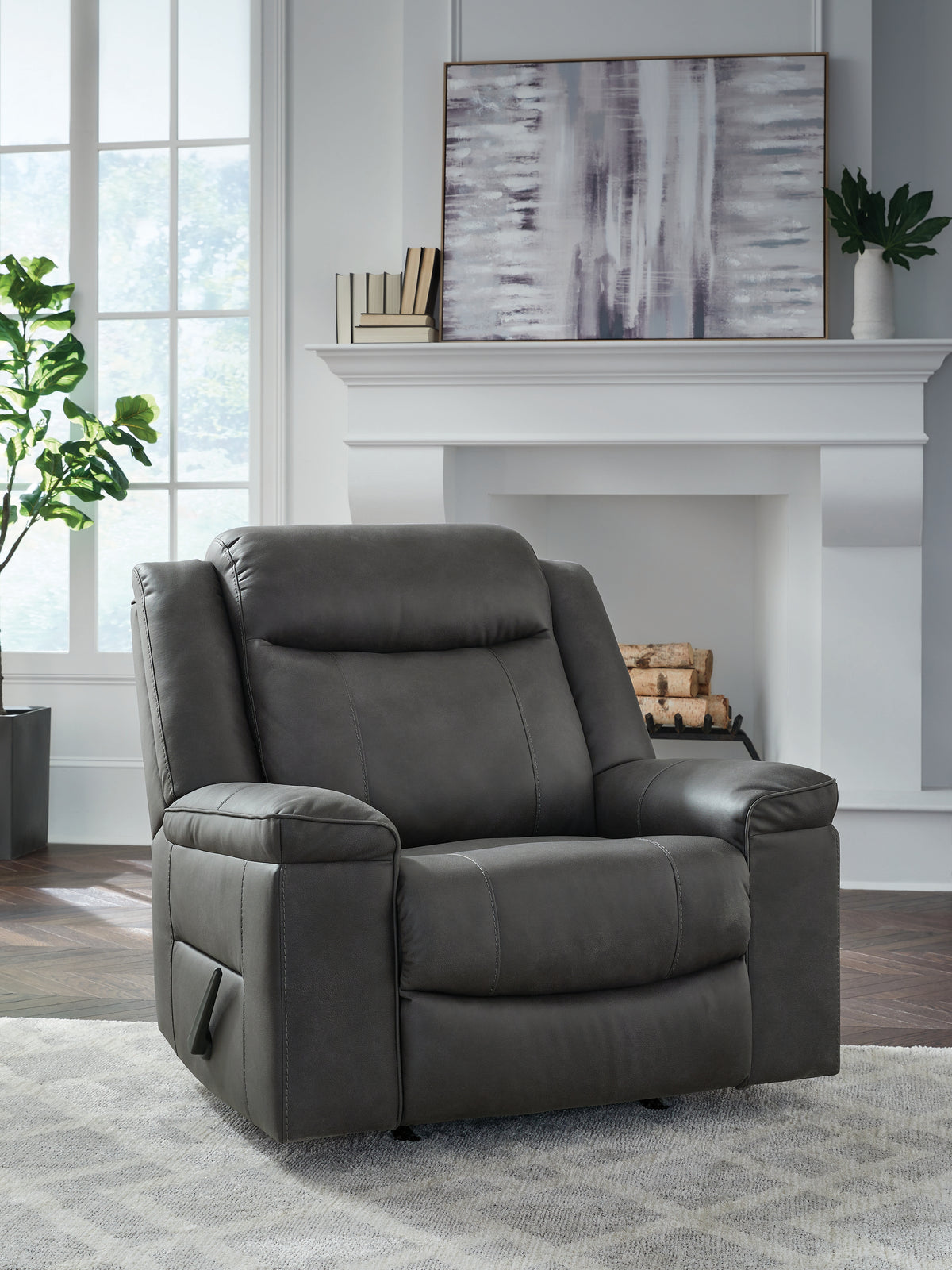 Prime Furniture - Ashley Furniture - Status Check Living Room - Rocker Recliner / Shadow - PC6530725