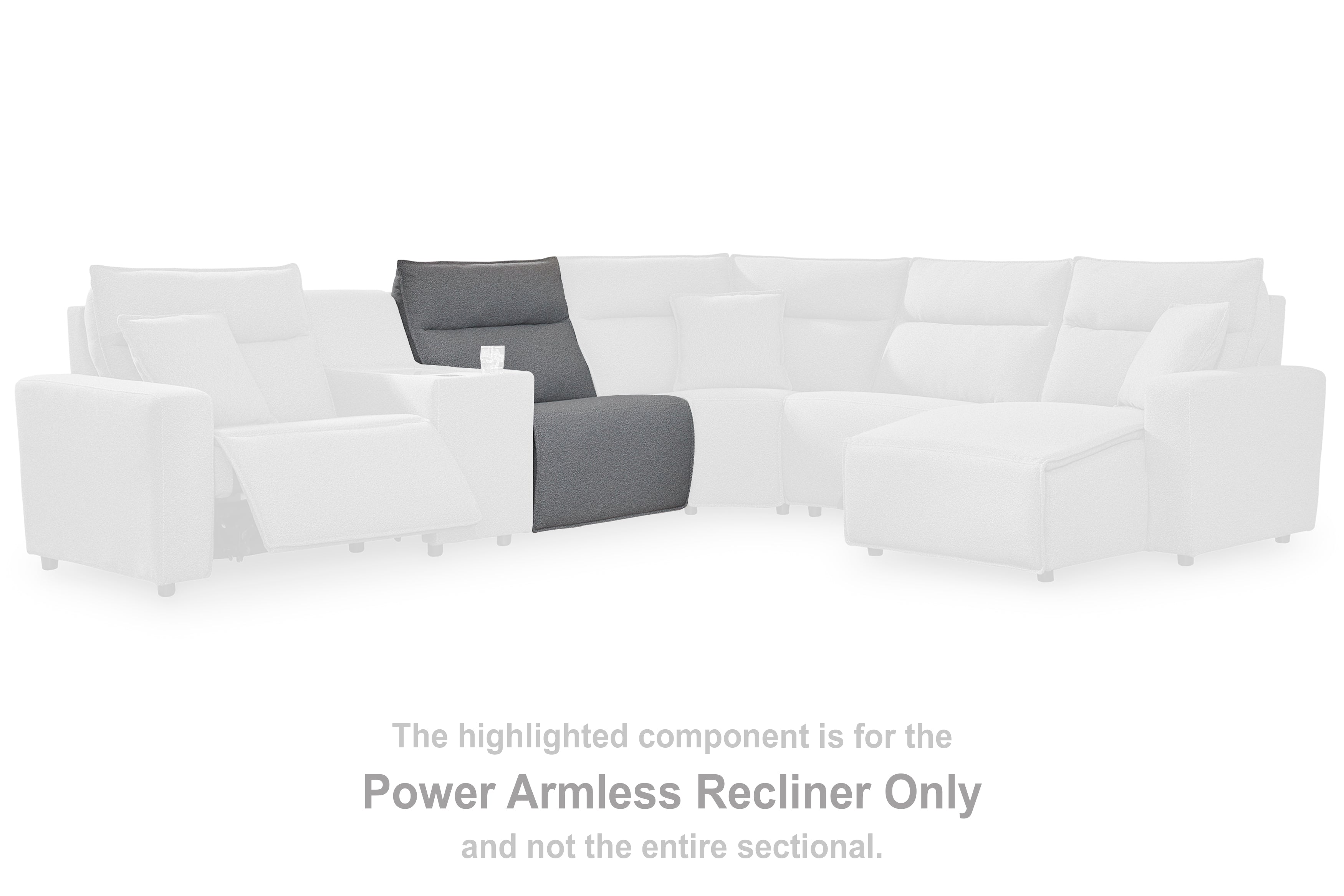 Prime Furniture - Ashley Furniture - ModMax II Sectional - PWR Armless REC w/ADJ Headrest / Salt and Pepper - 6590631