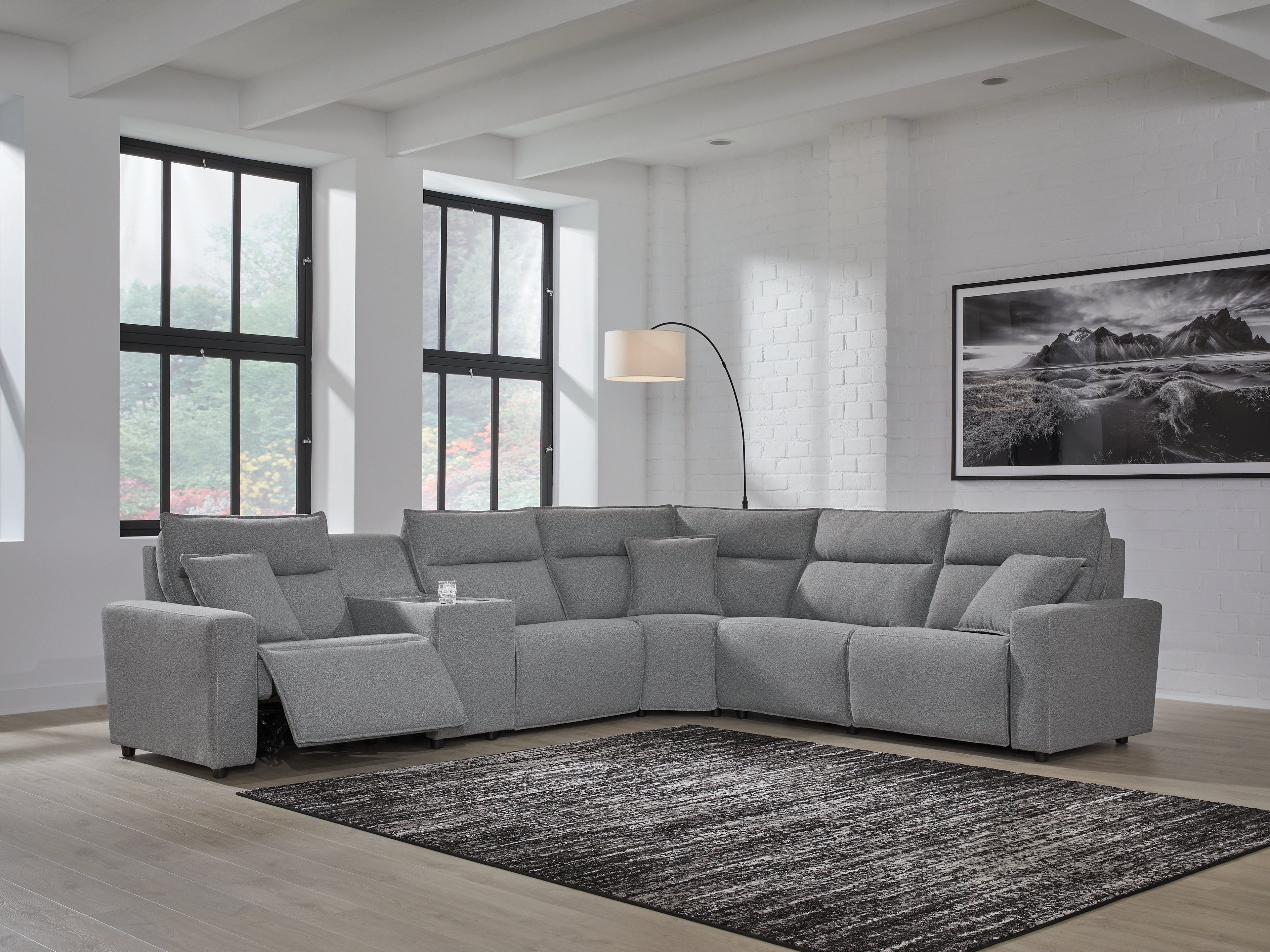 Prime Furniture - Ashley Furniture - ModMax II Sectional - 6-Piece Power Reclining Sectional / Salt and Pepper - 65906S10