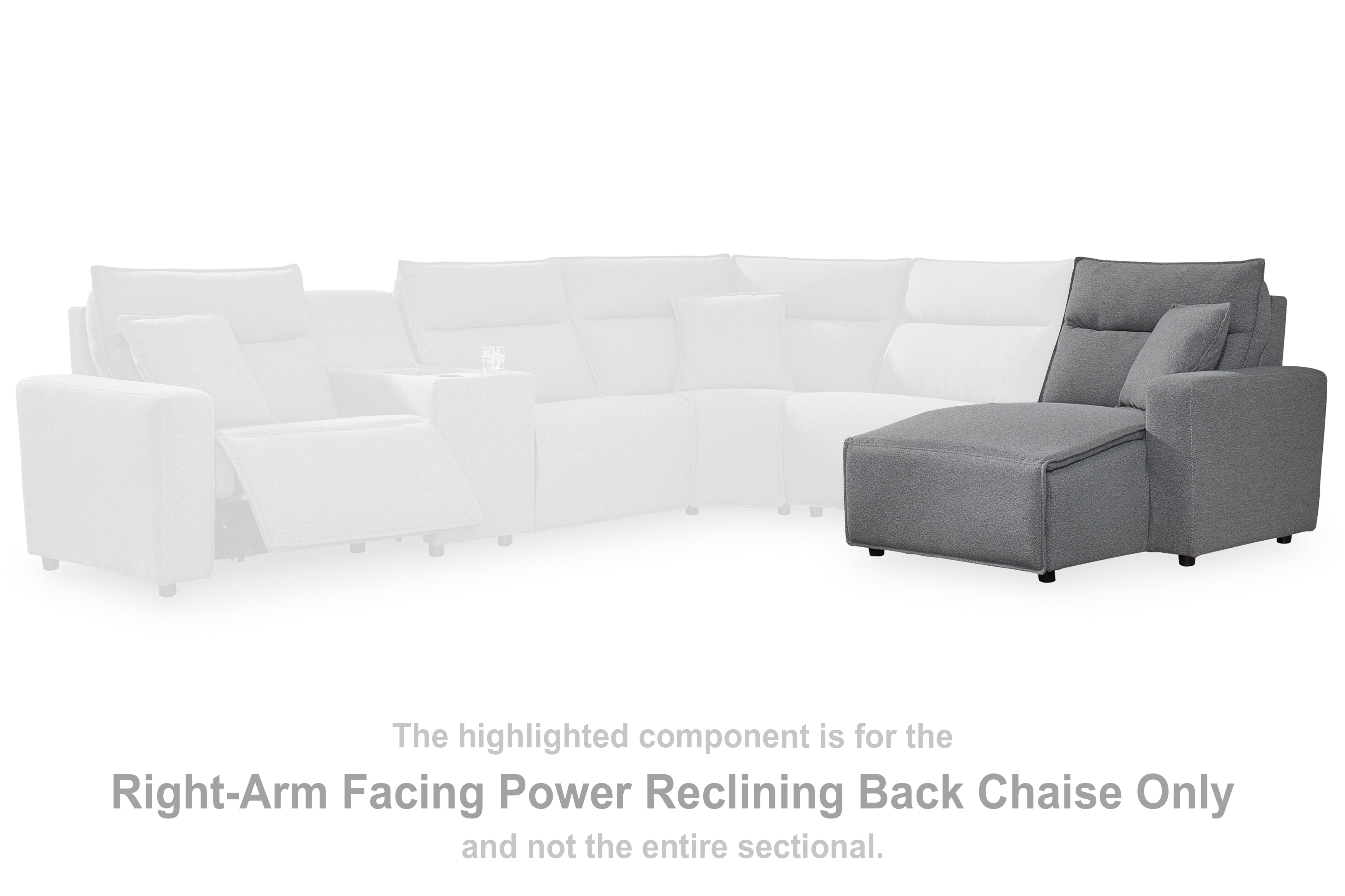 Prime Furniture - Ashley Furniture - ModMax II Sectional - RAF Press Back Power Chaise / Salt and Pepper - 6590697