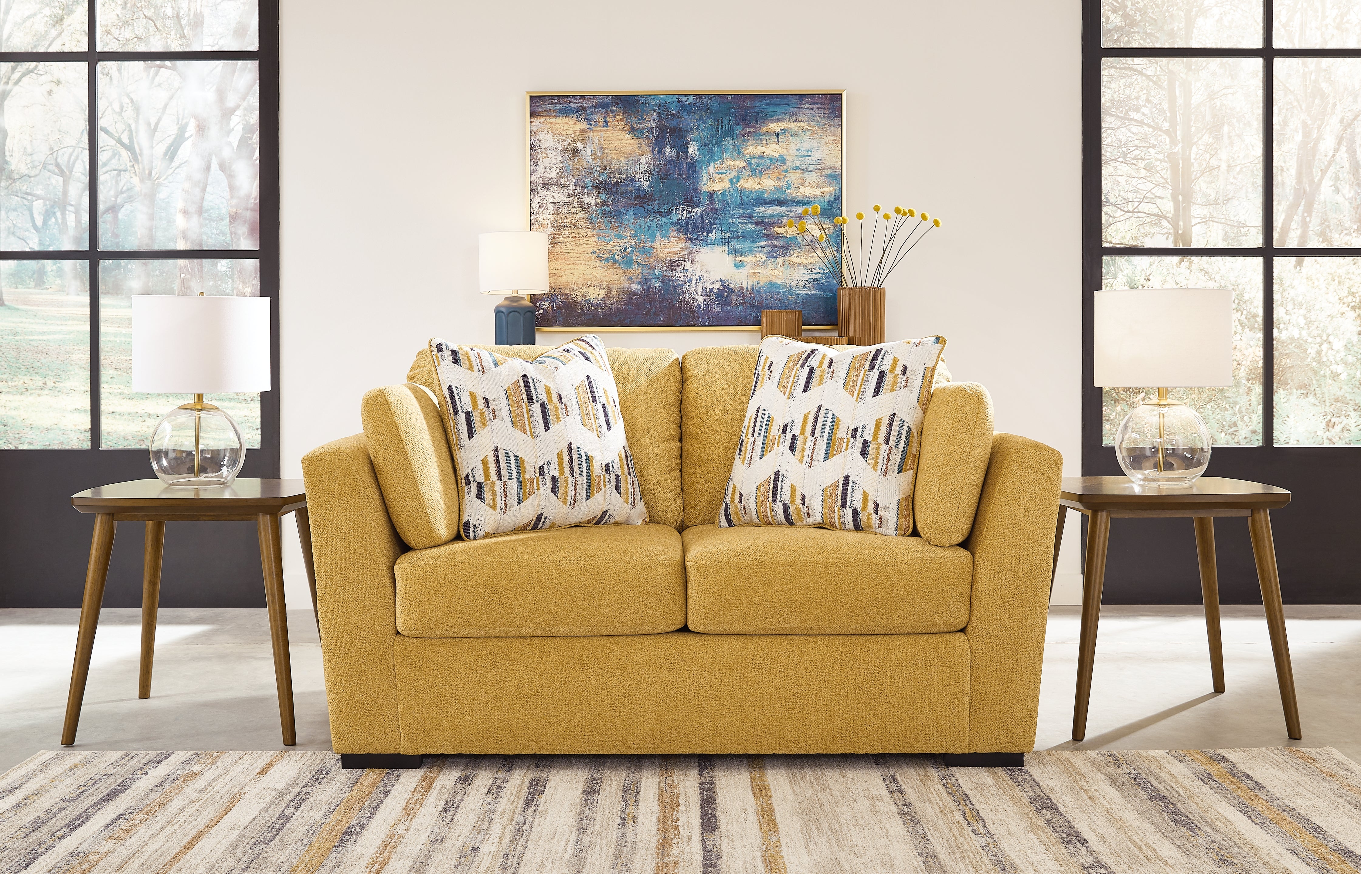 Prime Furniture - Ashley Furniture - Keerwick Living Room - Loveseat / Sunflower - 6750635