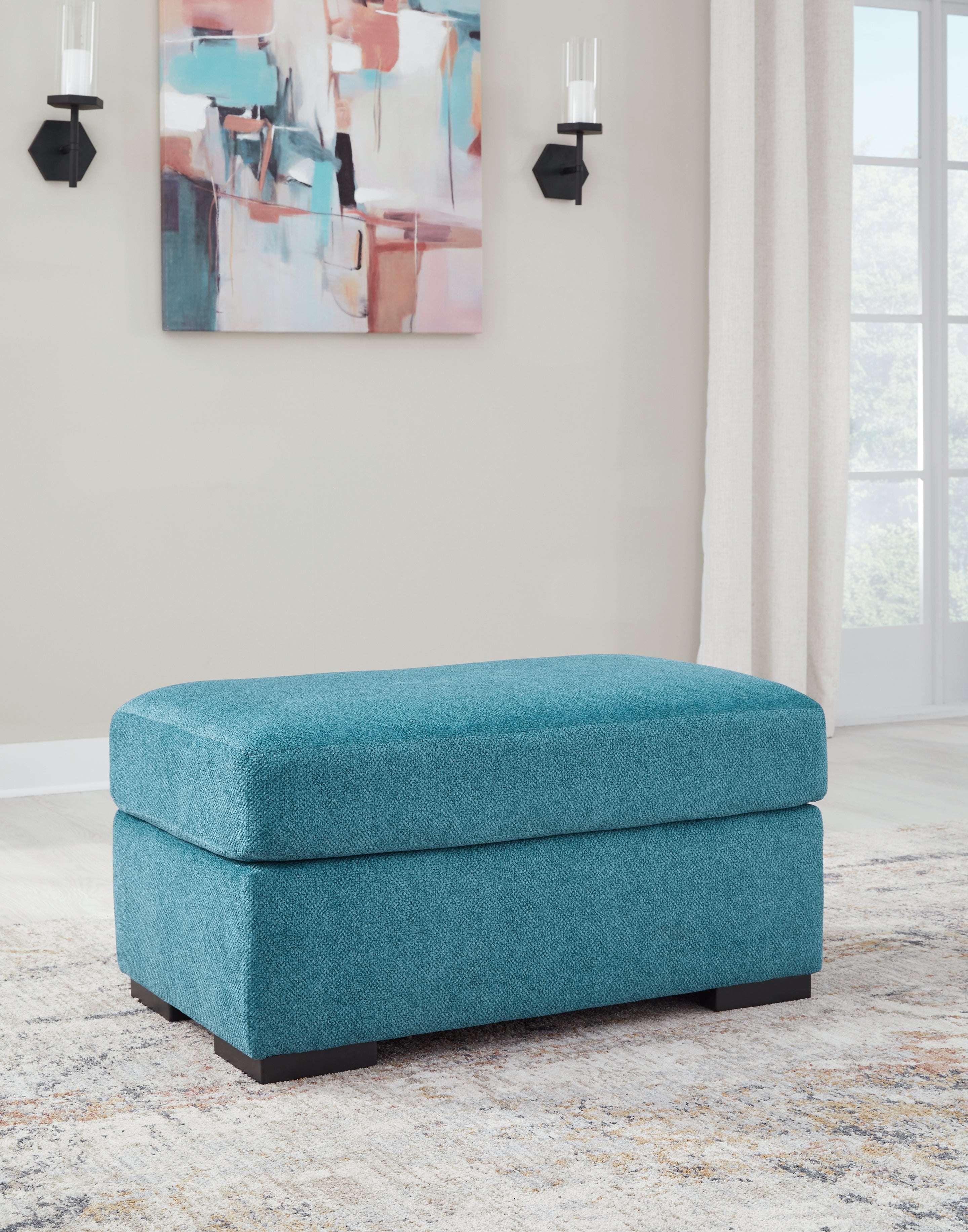 Prime Furniture - Ashley Furniture - Keerwick Living Room - Ottoman / Teal - 6750714