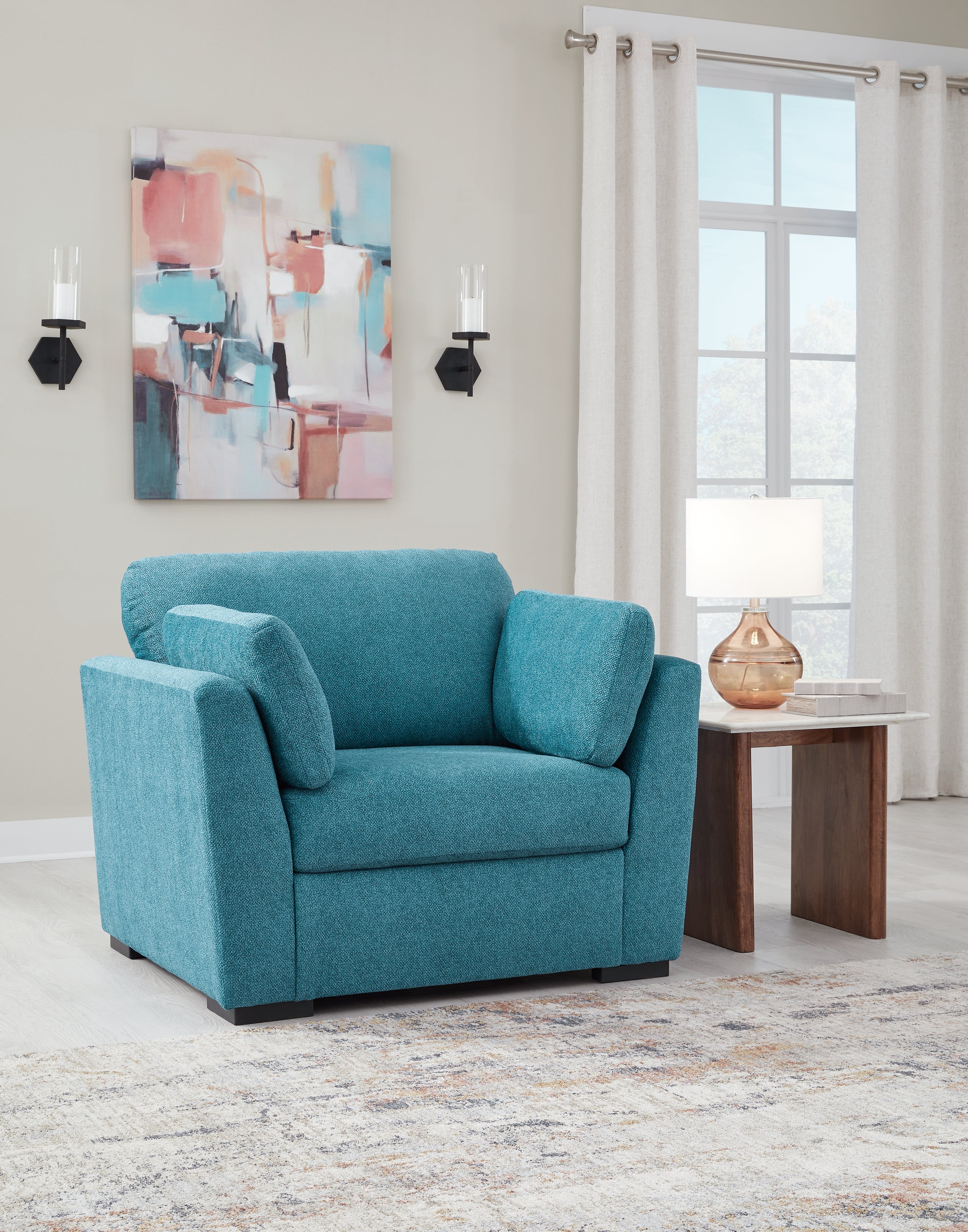 Prime Furniture - Ashley Furniture - Keerwick Living Room - Chair and a Half / Teal - 6750723