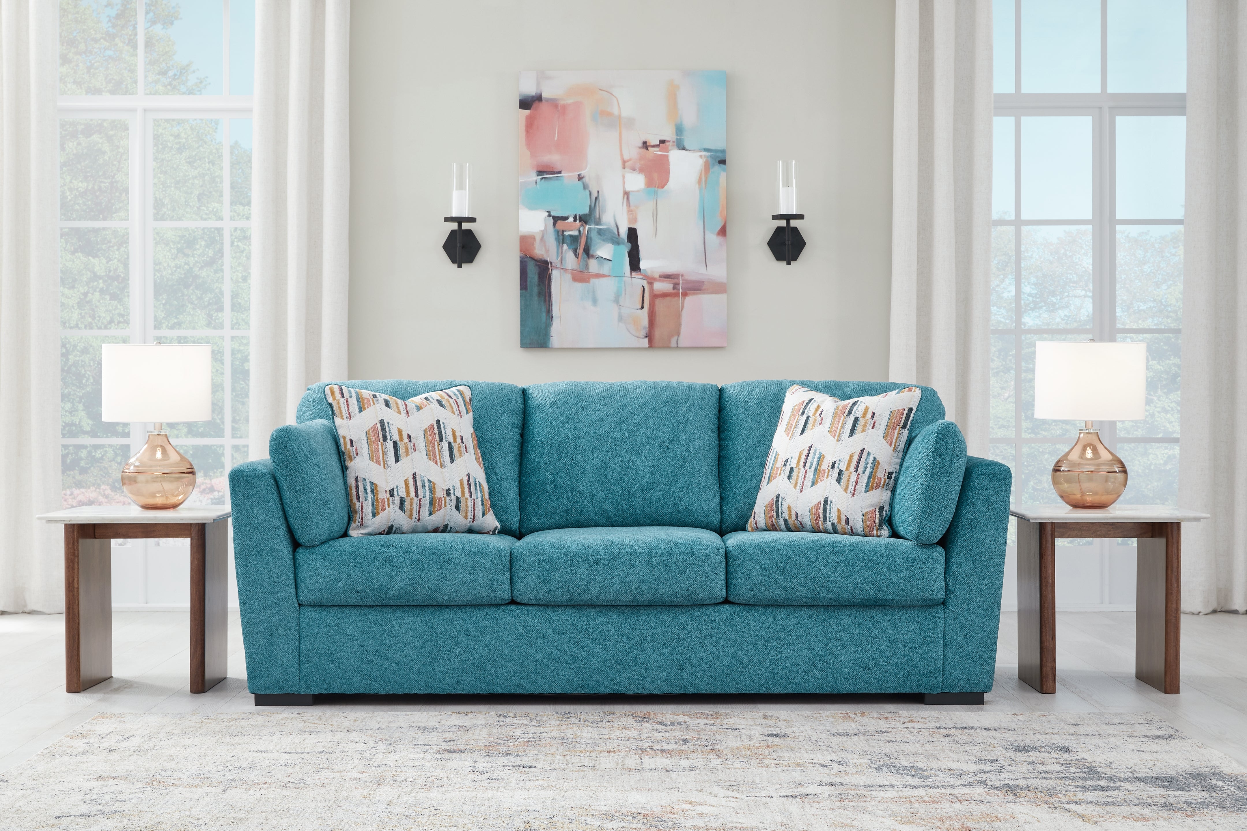 Prime Furniture - Ashley Furniture - Keerwick Living Room - Sofa / Teal - 6750738