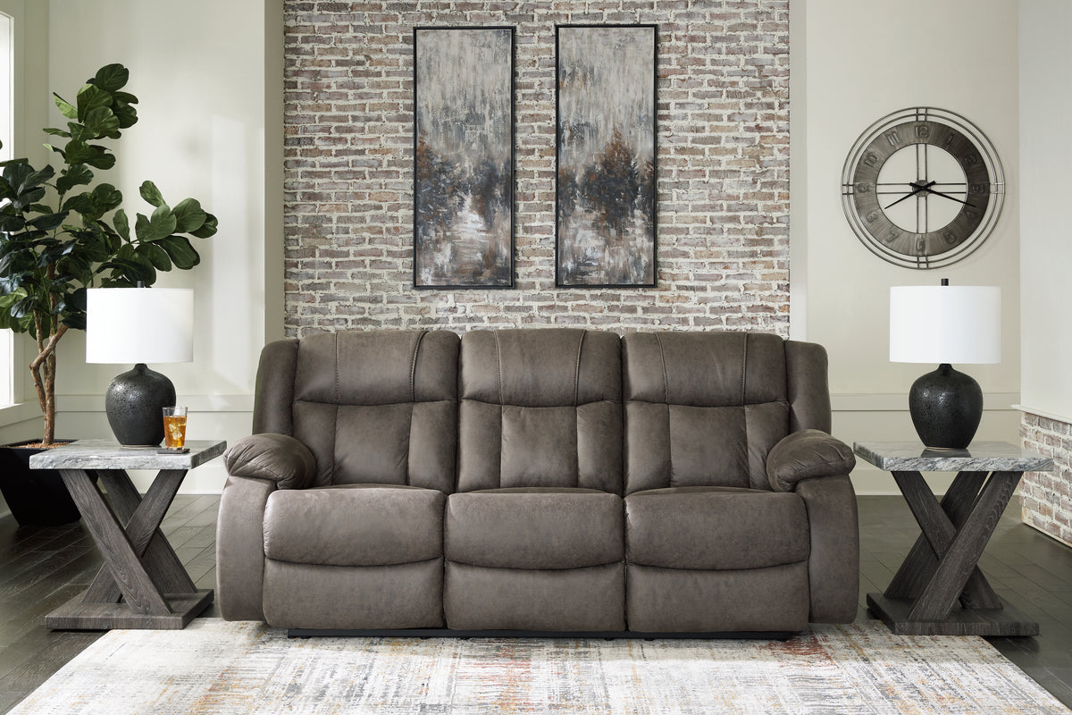 Prime Furniture - Ashley Furniture - First Base Living Room - Reclining Loveseat / Gunmetal - 6880486