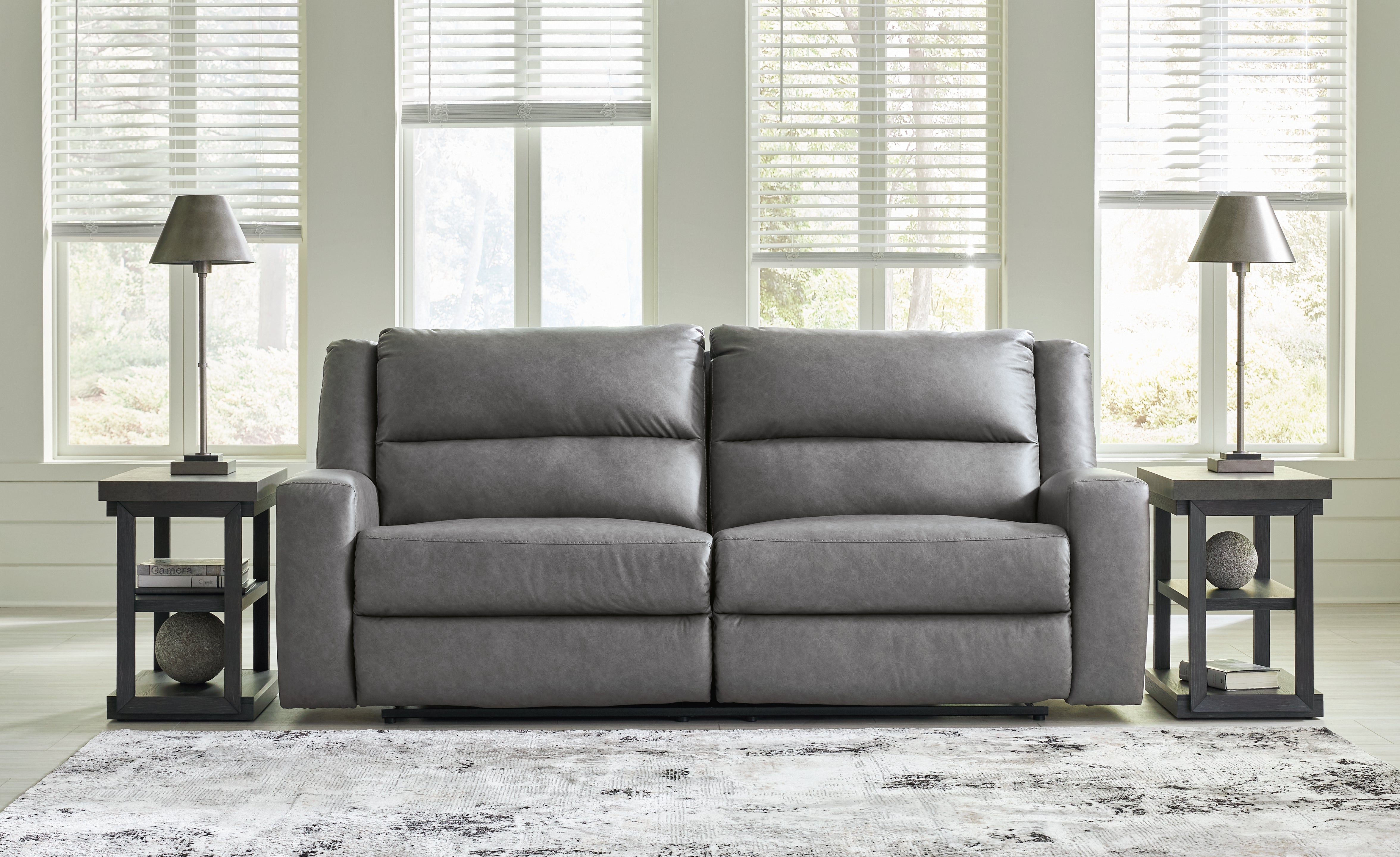 Prime Furniture - Ashley Furniture - Brixworth Living Room - 2 Seat Reclining Sofa / Slate - 6910681