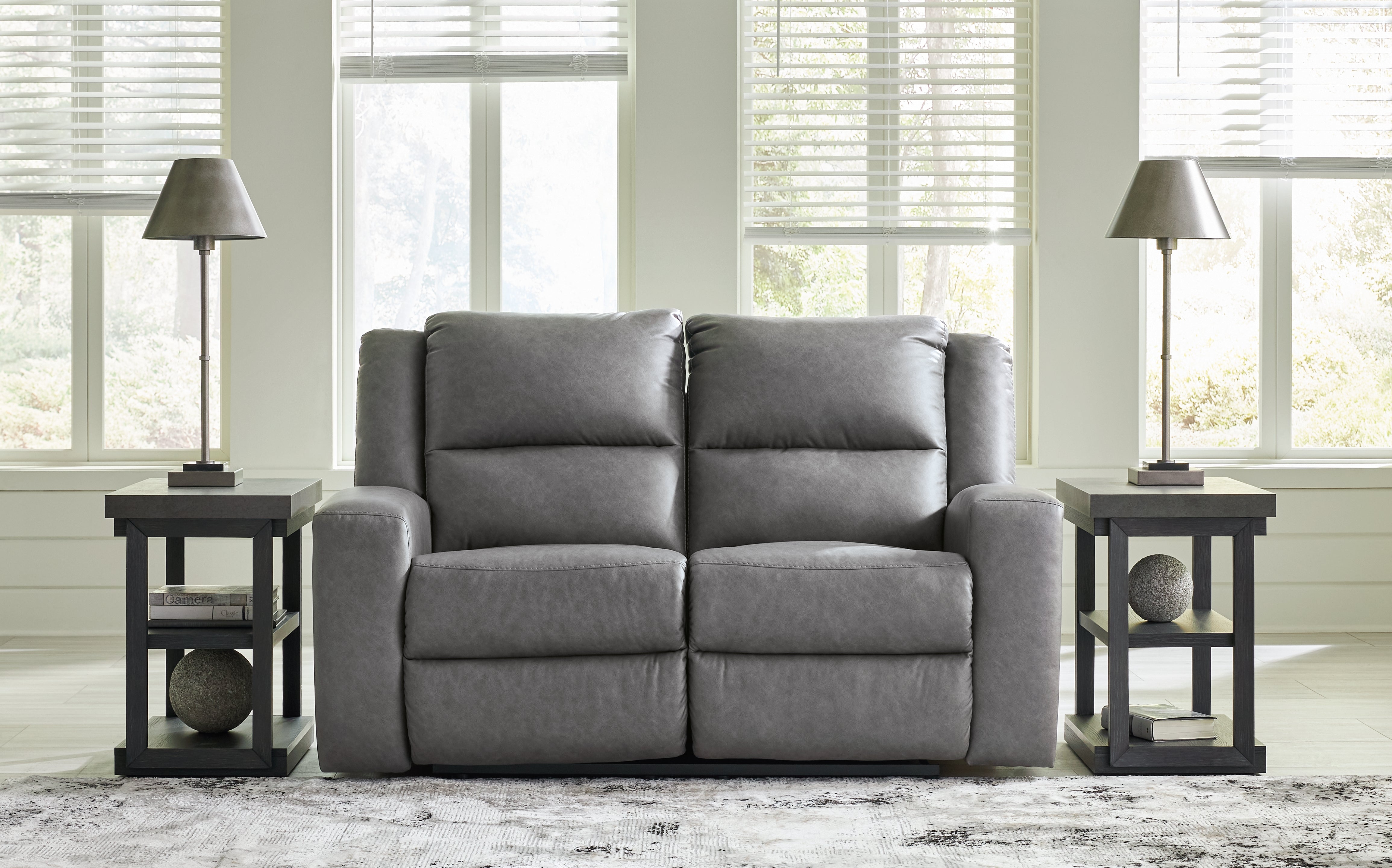 Prime Furniture - Ashley Furniture - Brixworth Living Room - Reclining Loveseat / Slate - 6910686
