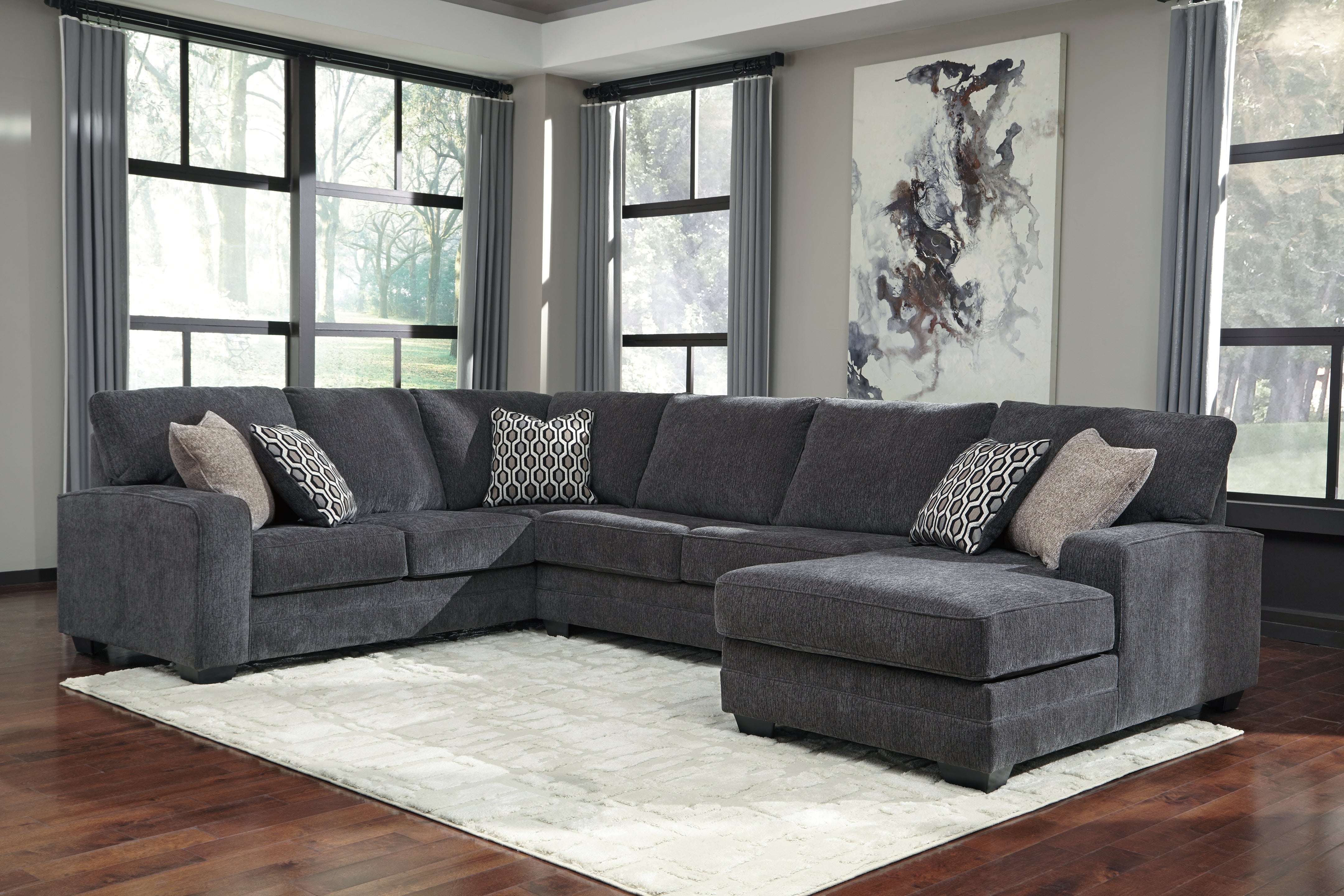 Prime Furniture - Ashley Furniture - Tracling Sectional - LAF 3-Piece Sectional with Chaise / Slate - 72600S2