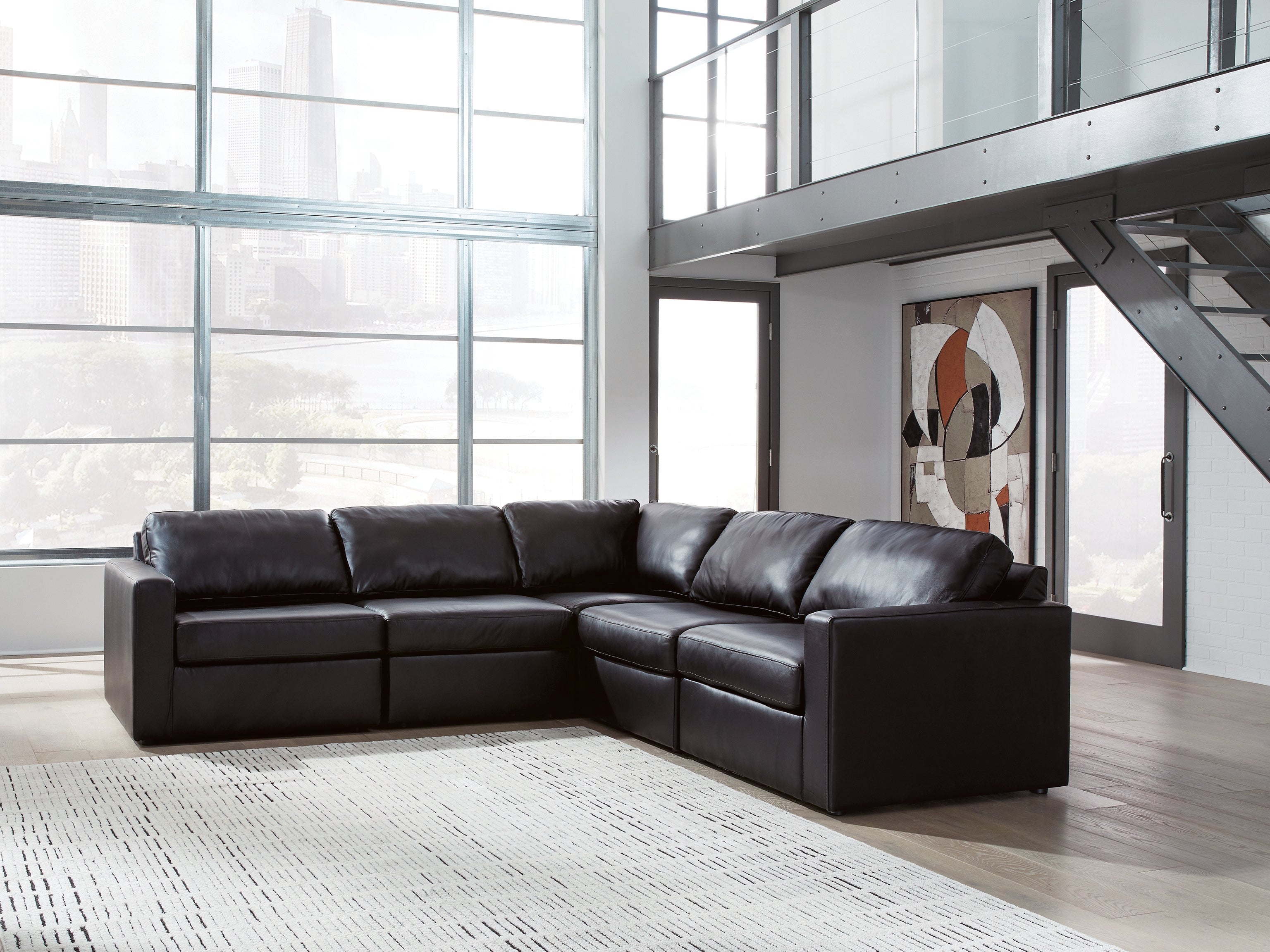 Prime Furniture - Ashley Furniture - ModMax II Sectional - RAF 5-Piece Sectional / Black - 74305S6