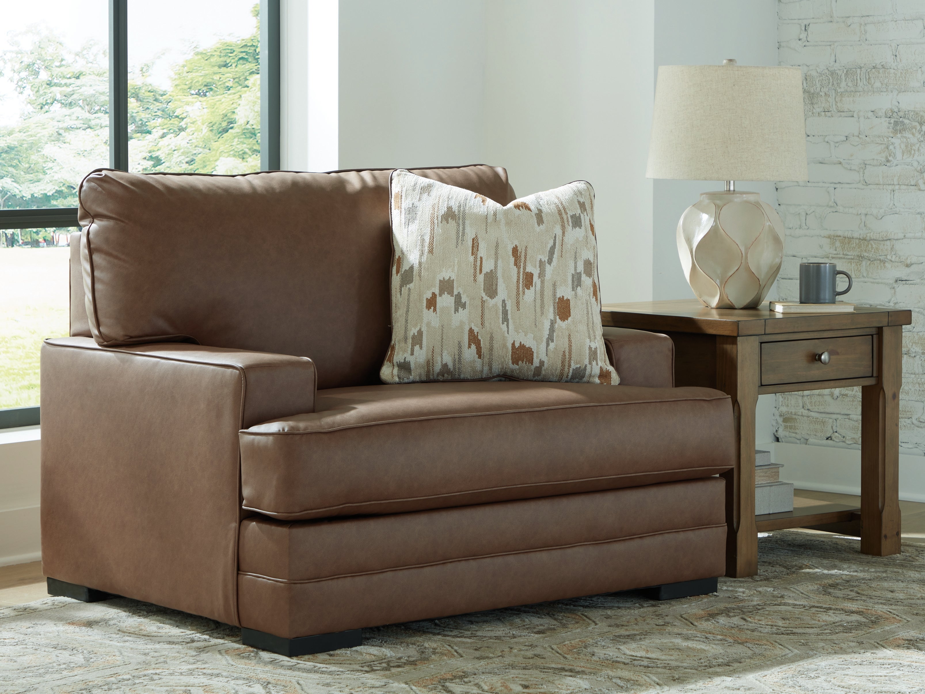 Prime Furniture - Ashley Furniture - VillaCourt Living Room - Chair and a Half / Caramel - 7490923