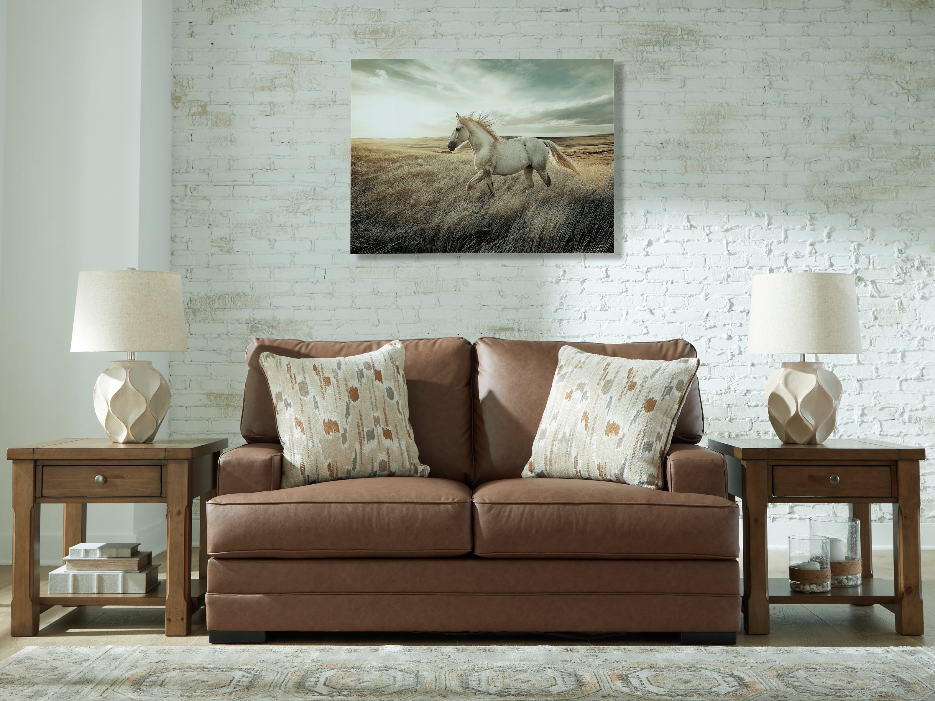 Prime Furniture - Ashley Furniture - VillaCourt Living Room - Loveseat / Caramel - 7490935