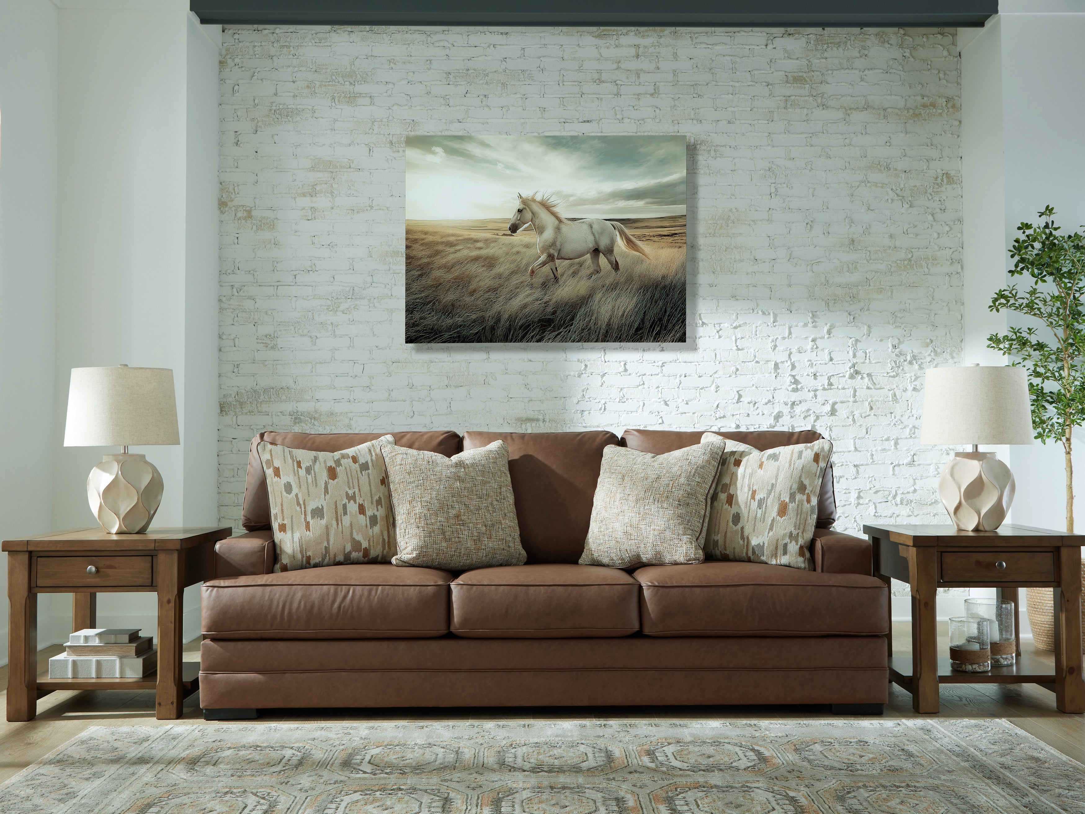 Prime Furniture - Ashley Furniture - VillaCourt Living Room - Ottoman / Caramel - 7490914