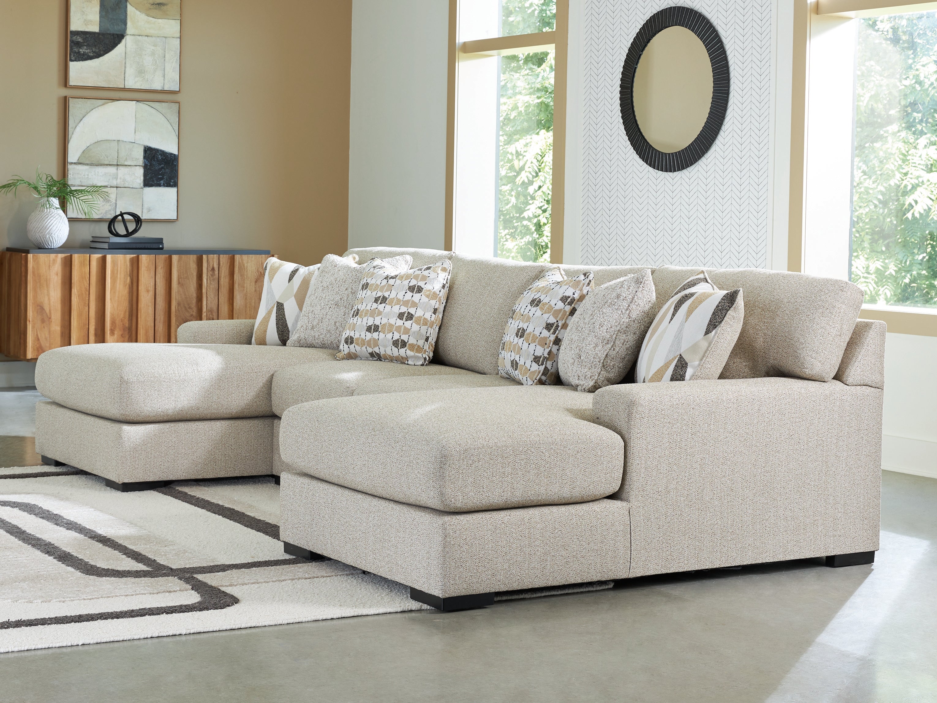 Prime Furniture - Ashley Furniture - Laurelgrove Sectional - RAF 3-Piece Double Chaise Sectional / Pebble - 75105S7