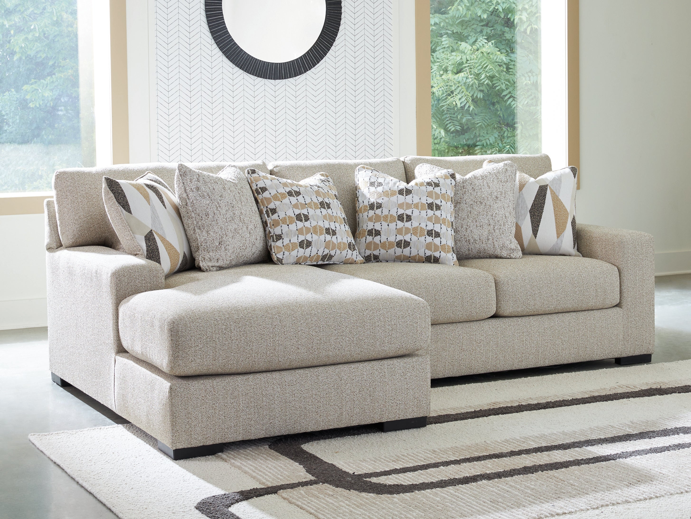 Prime Furniture - Ashley Furniture - Laurelgrove Sectional - RAF 2-Piece Sectional Sofa Chaise / Pebble - 75105S4