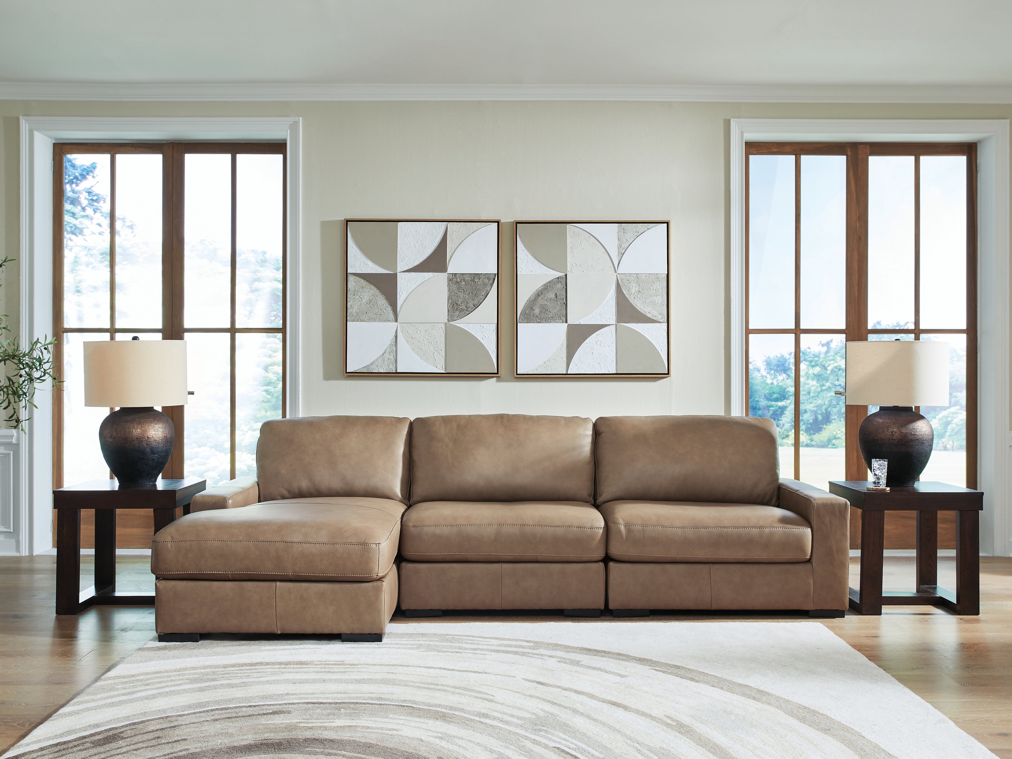 Prime Furniture - Ashley Furniture - Veronella Sectional - RAF 3-Piece Sectional with Chaise / Sahara - 76106S5