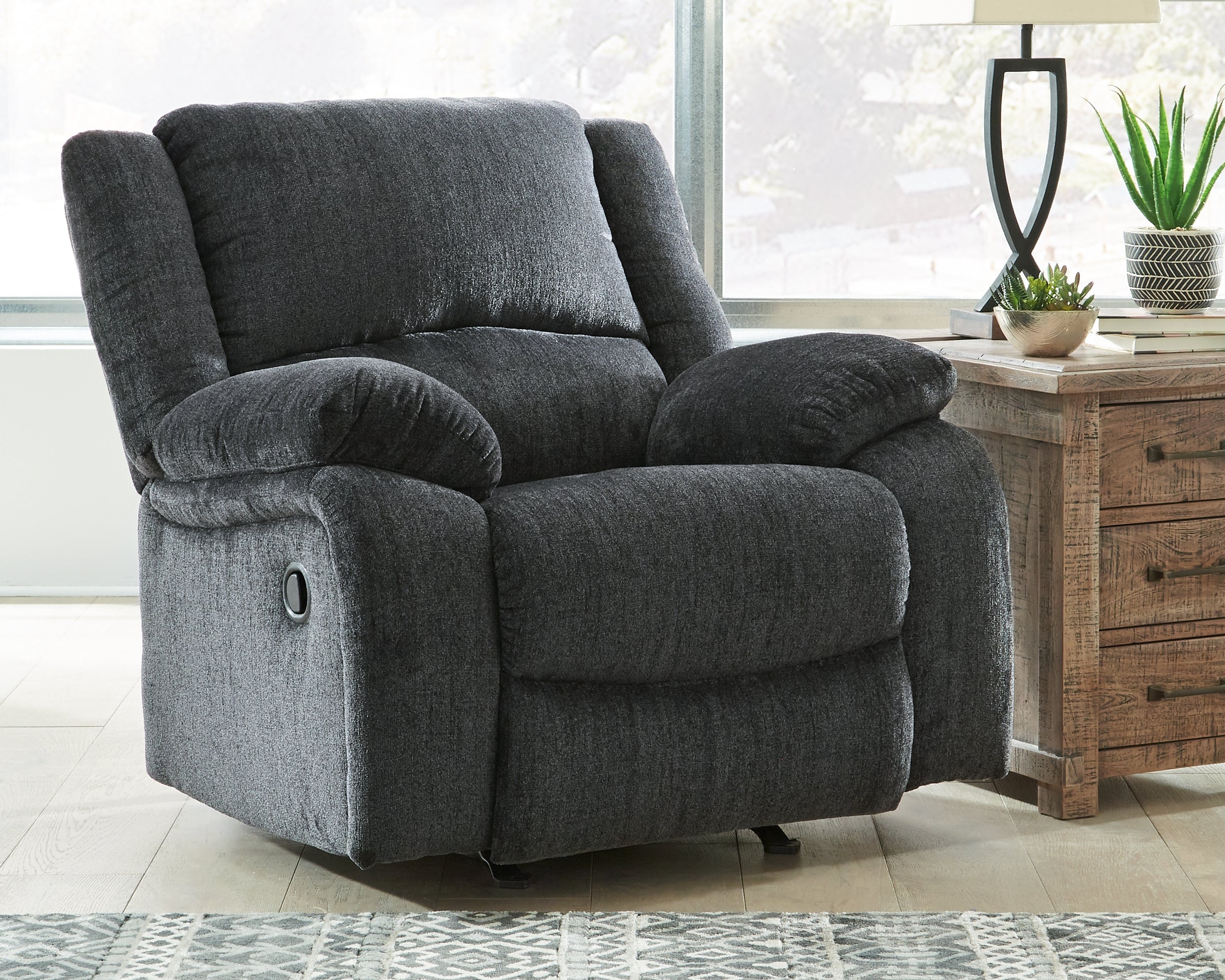 Prime Furniture - Ashley Furniture - Draycoll Living Room - Rocker Recliner / Slate - 7650425