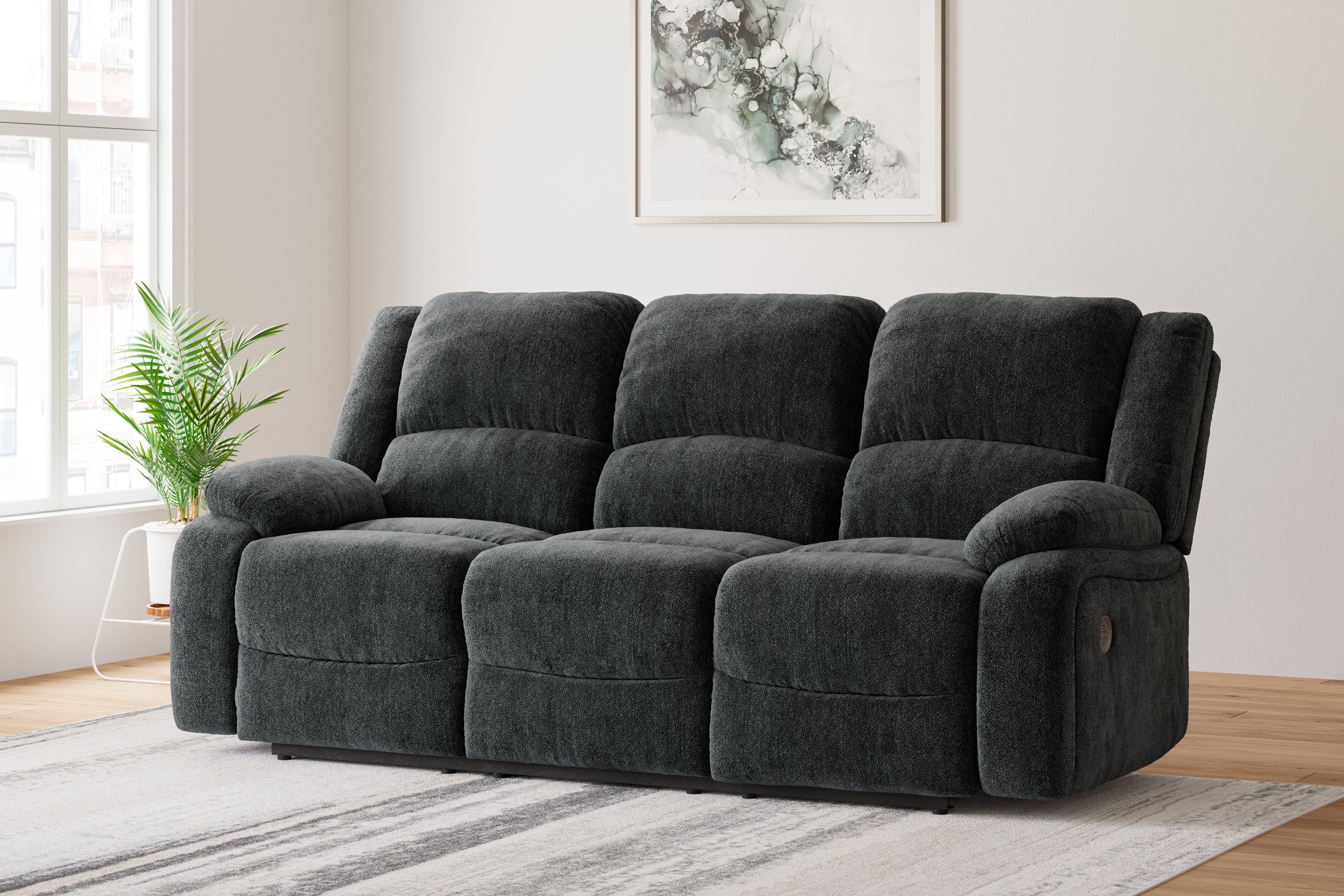 Prime Furniture - Ashley Furniture - Draycoll Living Room - Reclining Power Sofa / Slate - 7650487