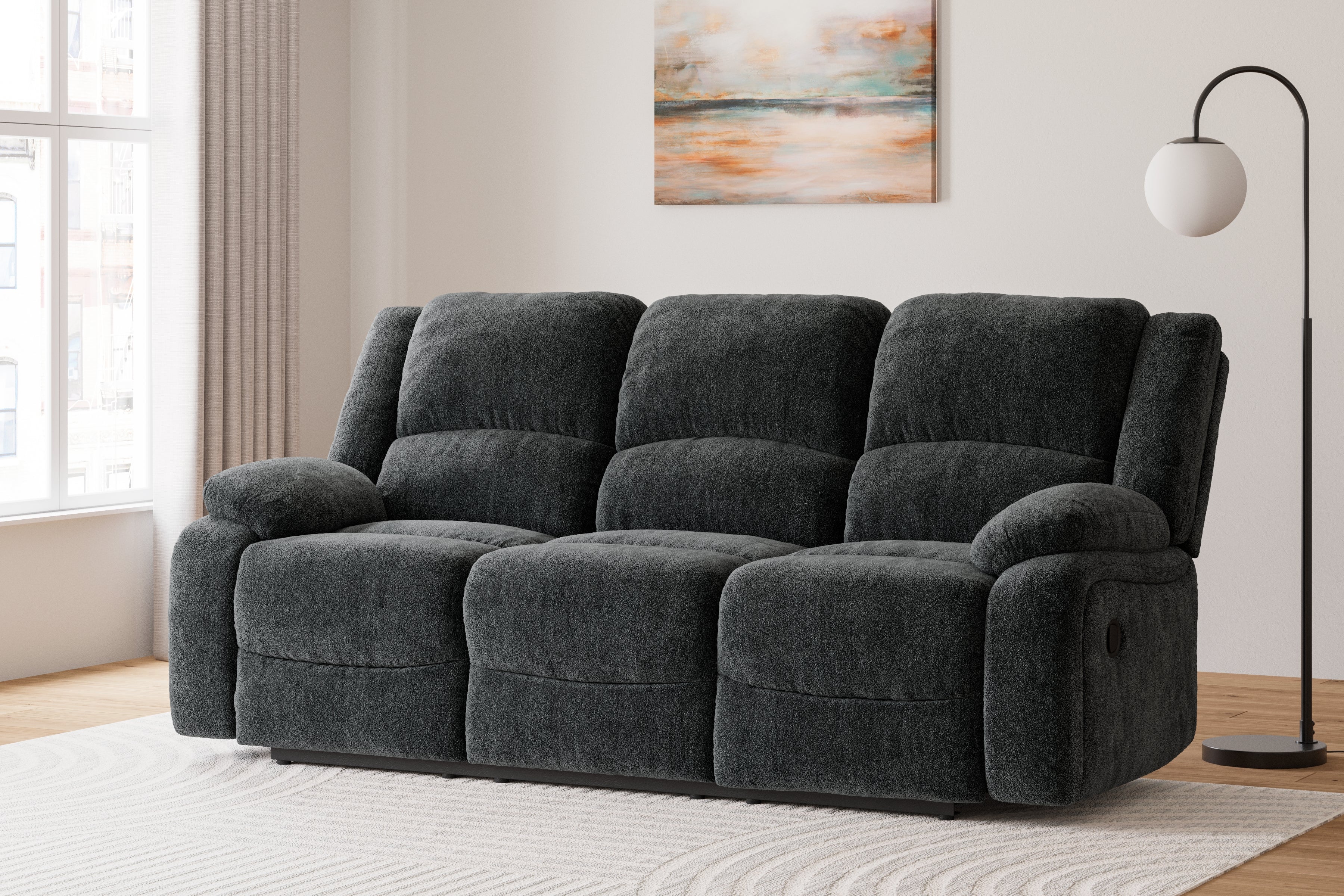 Prime Furniture - Ashley Furniture - Draycoll Living Room - Reclining Sofa / Slate - 7650488