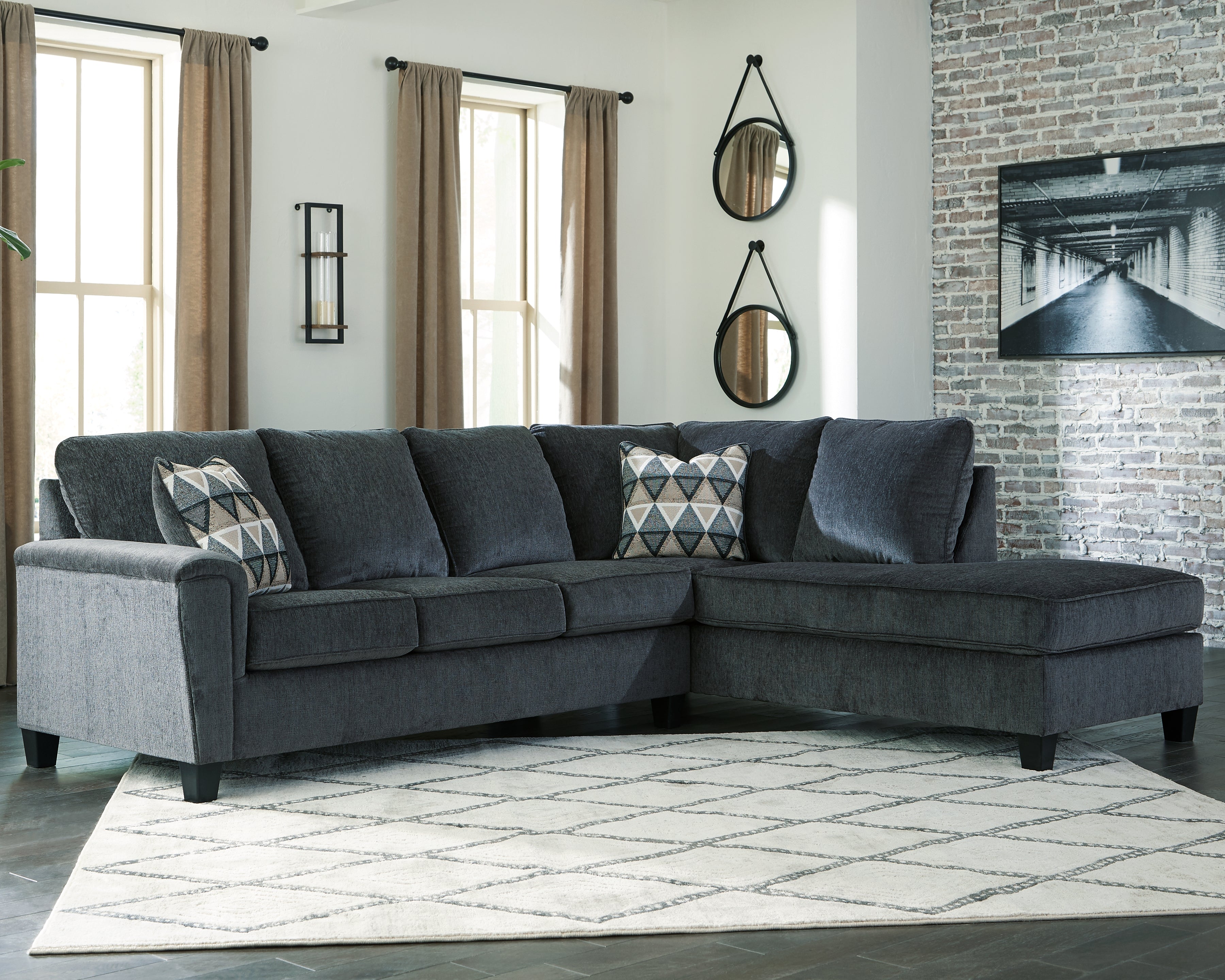 Prime Furniture - Ashley Furniture - Abinger Sectional - LAF 2-Piece Sectional with Chaise / Smoke - 83905S2