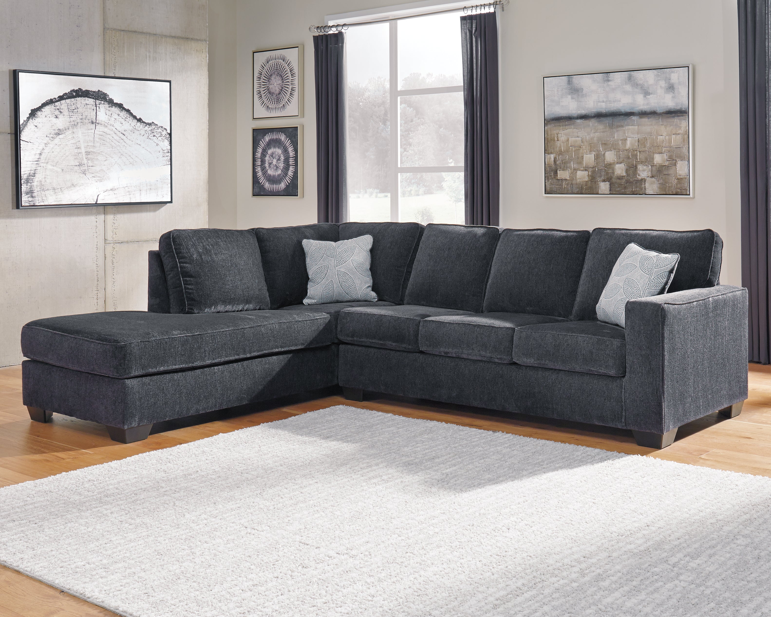 Prime Furniture - Ashley Furniture - Altari Sectional - RAF 2-Piece Sectional with Chaise / Slate - 87213S1