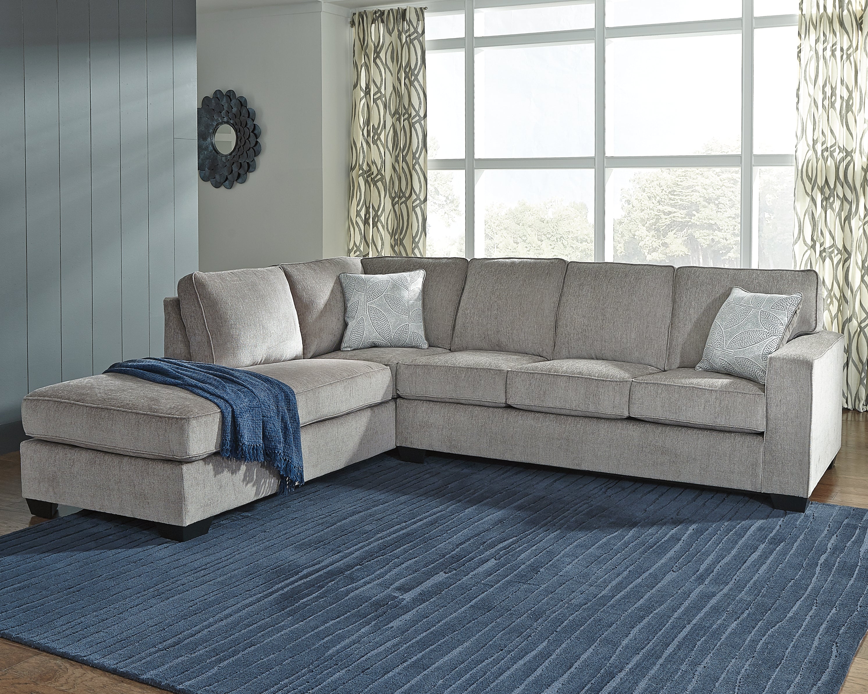 Prime Furniture - Ashley Furniture - Altari Sectional - RAF 2-Piece Sectional with Chaise / Alloy - 87214S1