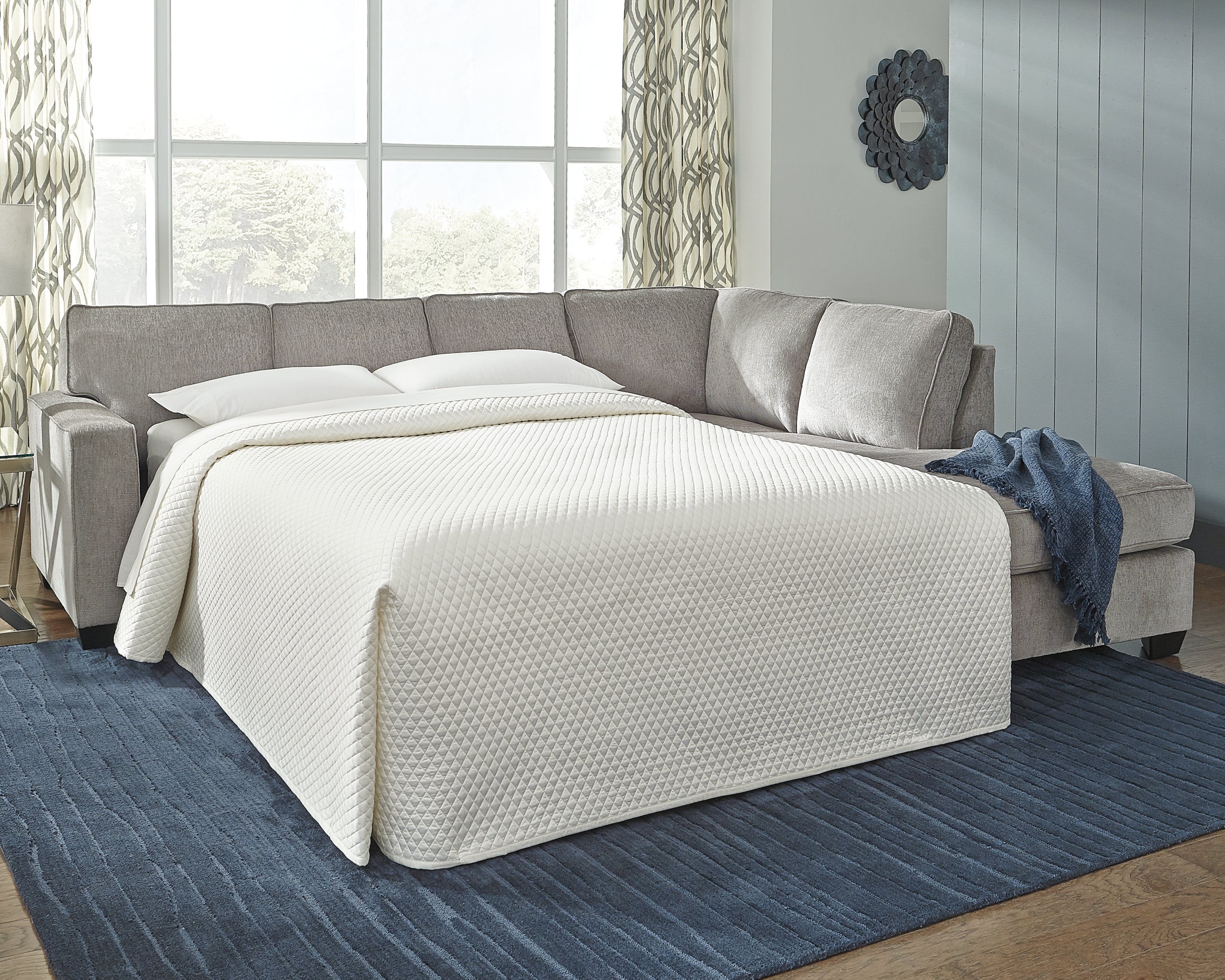 Prime Furniture - Ashley Furniture - Altari Sectional - 2-Piece Sleeper Sectional with Chaise / Alloy - 87214S3