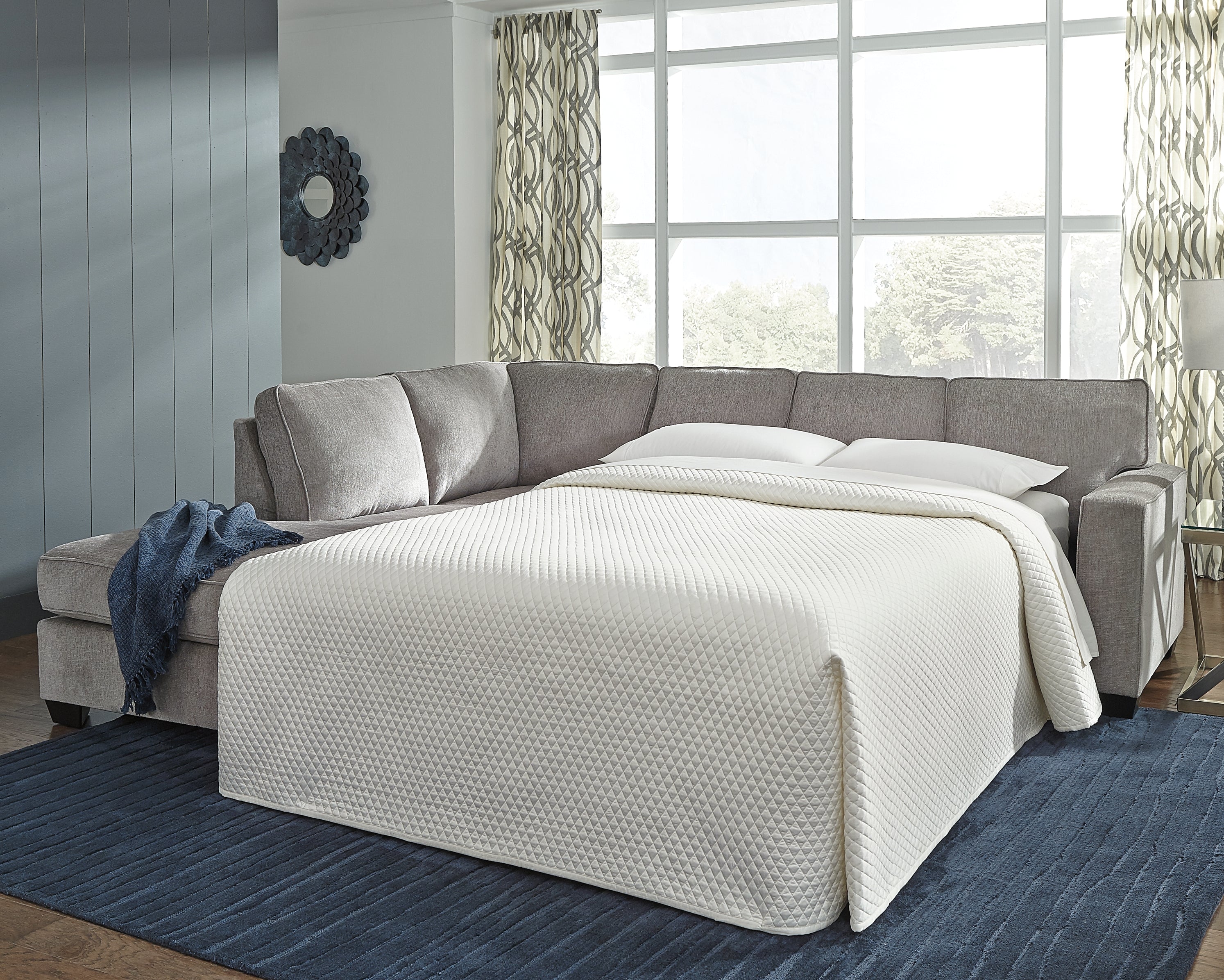 Prime Furniture - Ashley Furniture - Altari Sectional - RAF 2-Piece Sleeper Sectional with Chaise / Alloy - 87214S4