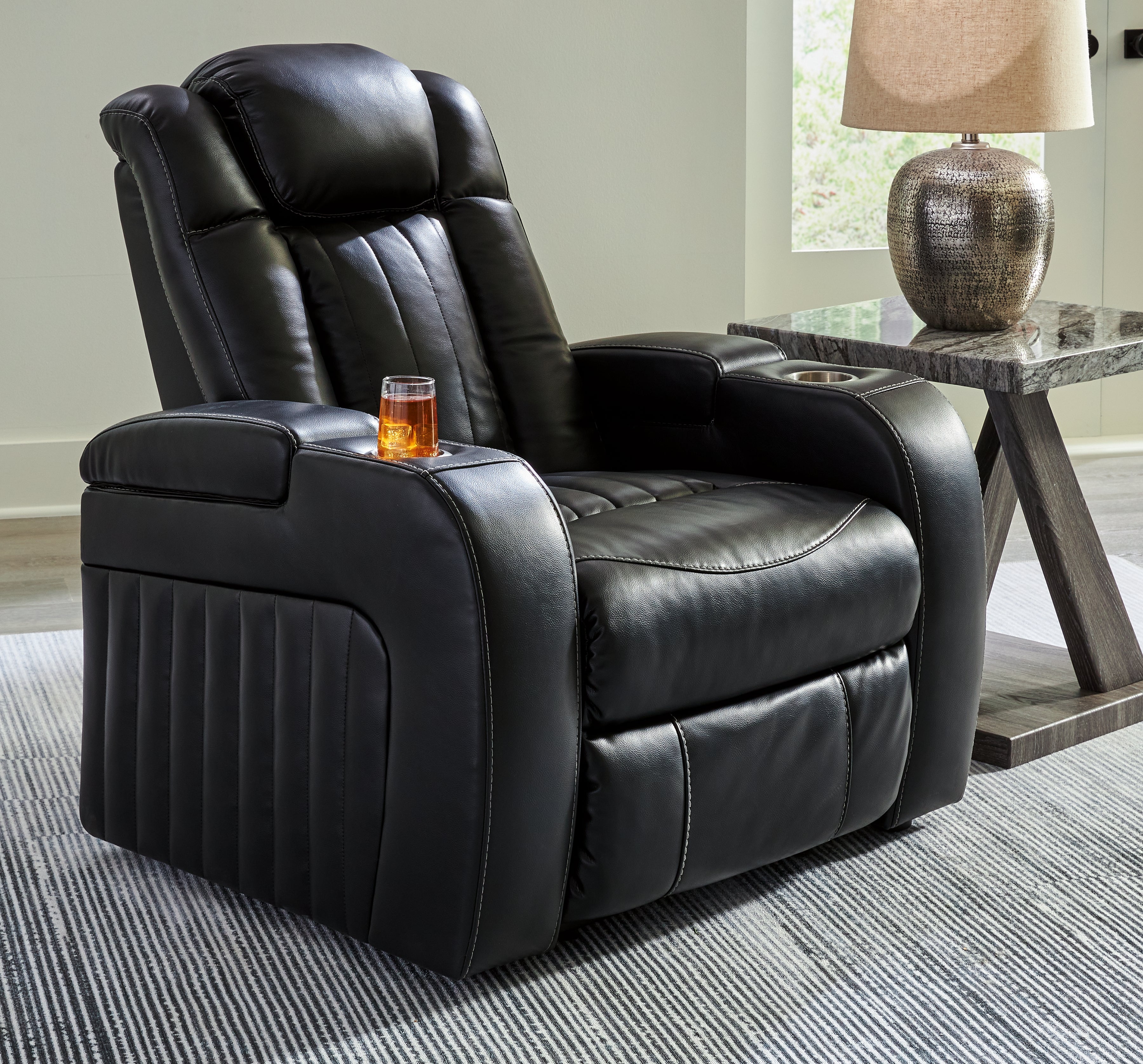 Prime Furniture - Ashley Furniture - Caveman Den Living Room - PWR REC Sofa with ADJ Headrest / Midnight - 9070315