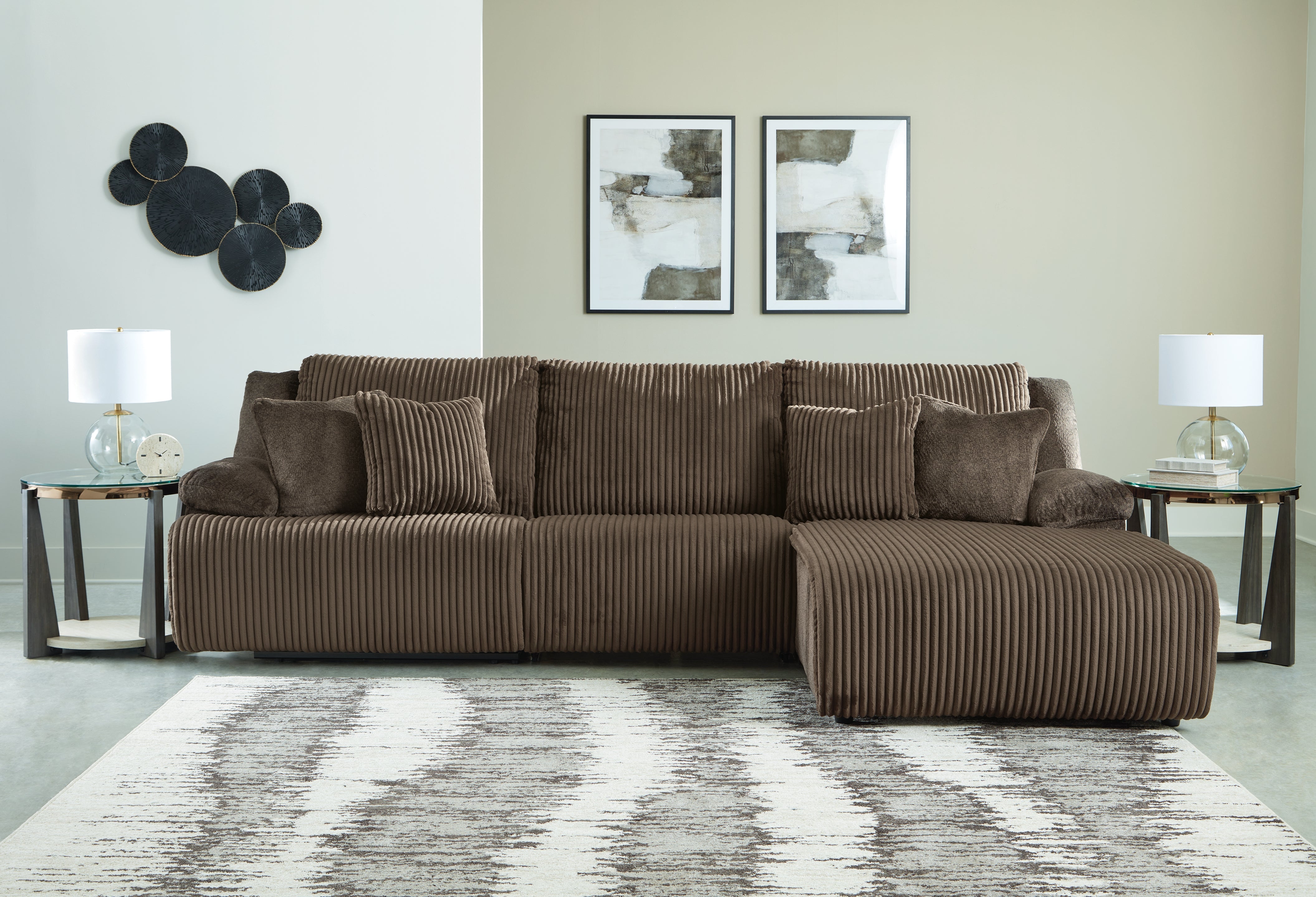 Prime Furniture - Ashley Furniture - Top Tier Sectional - 3-Piece Sectional Sofa Chaise / Chocolate - 92705S6