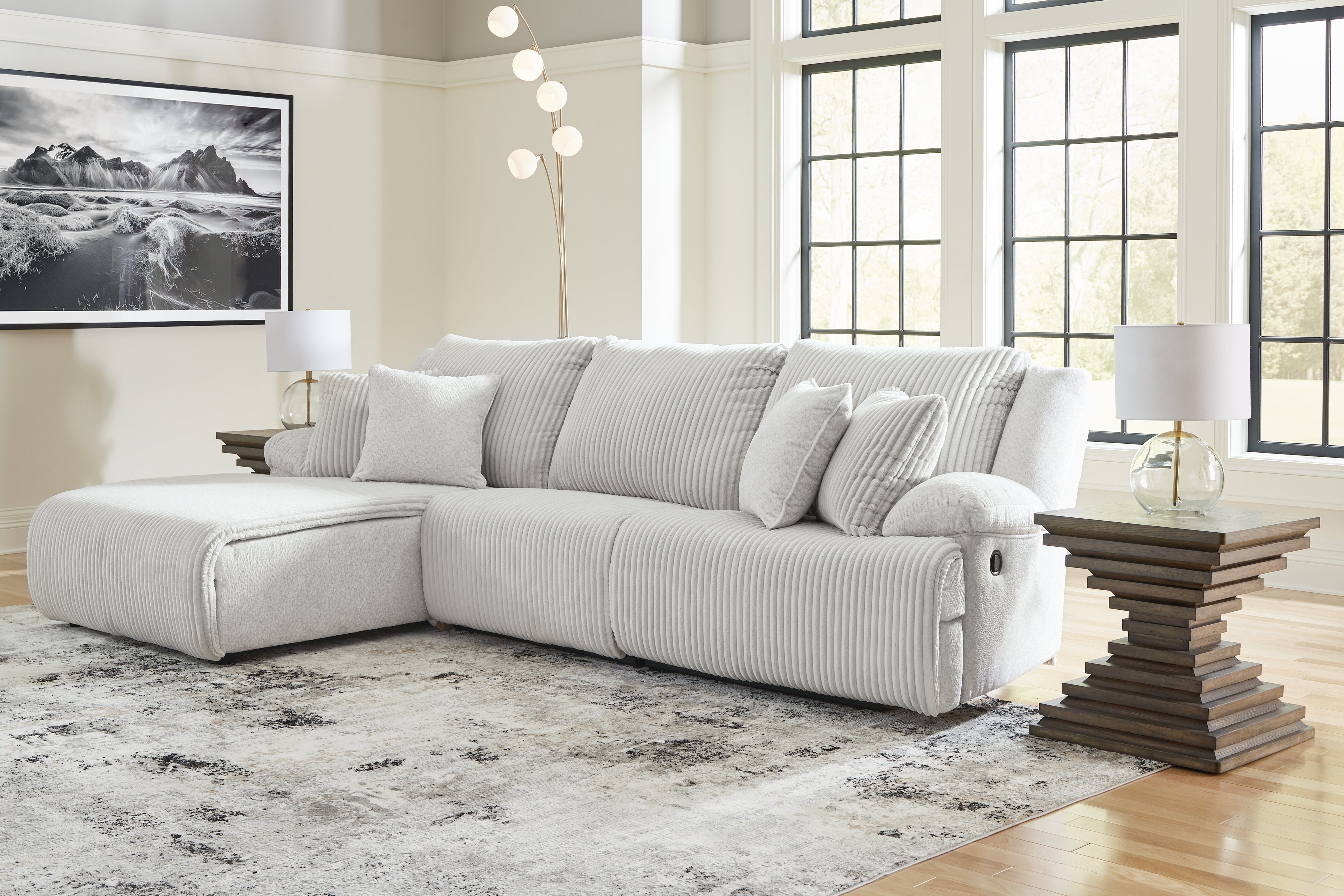 Prime Furniture - Ashley Furniture - Top Tier Sectional - 3-Piece Sectional Sofa Chaise / Alloy - 92706S7
