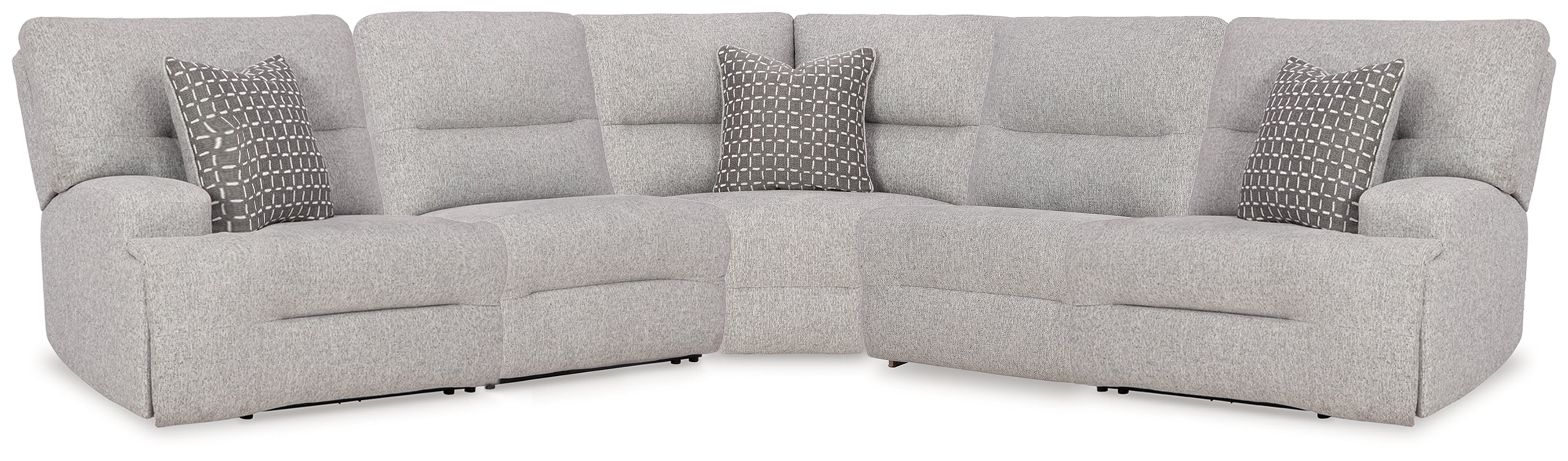 Prime Furniture - Ashley Furniture - Acklen Place Sectional - 5-Piece Power Reclining Sectional / Pewter - 93605S3