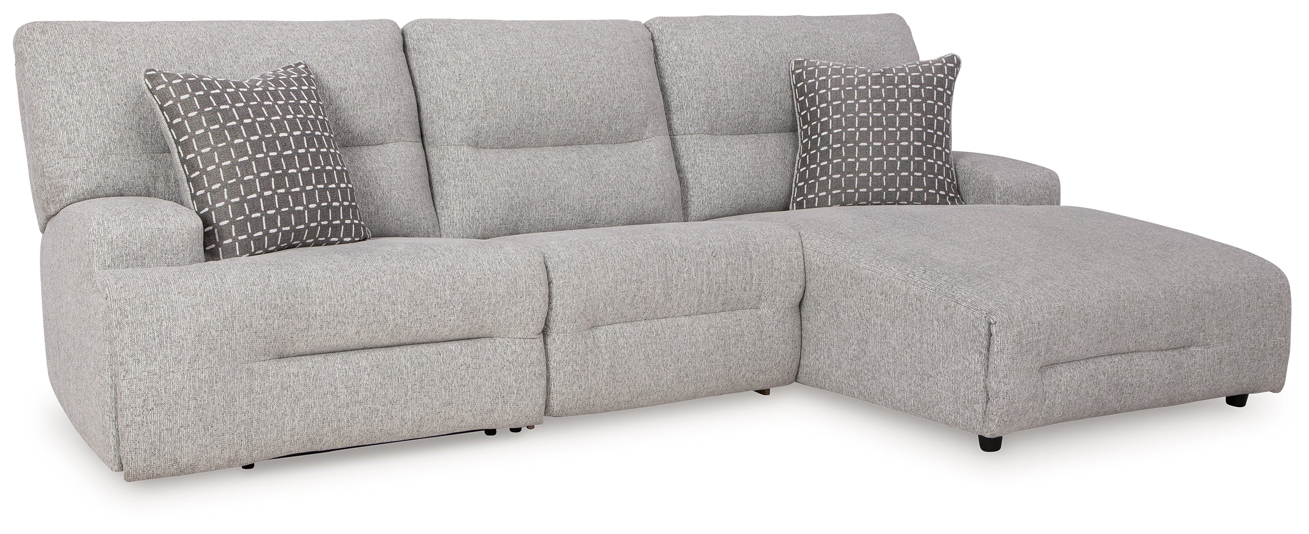 Prime Furniture - Ashley Furniture - Acklen Place Sectional - 3-Piece Power Reclining Sectional / Pewter - 93605S6