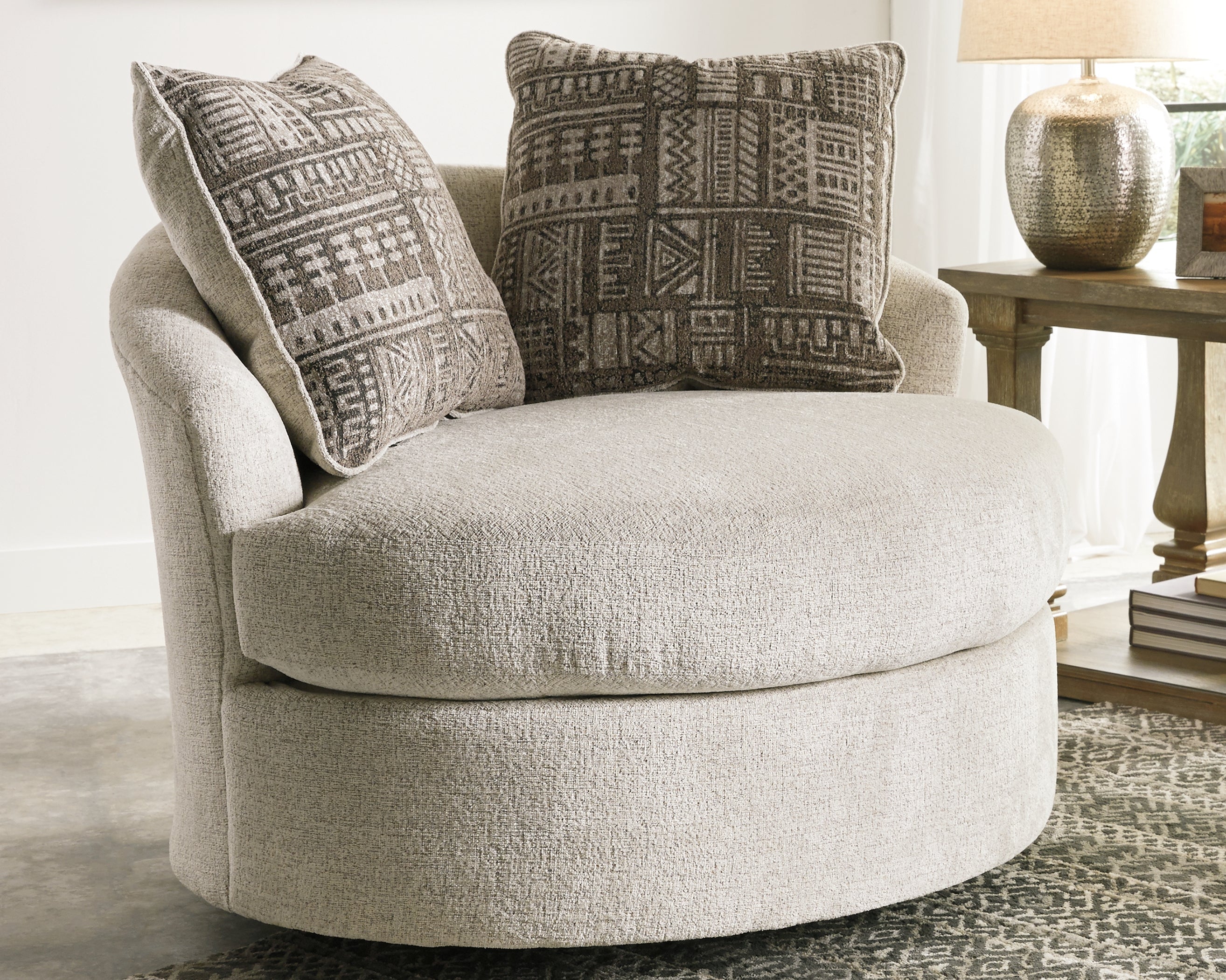 Prime Furniture - Ashley Furniture - Soletren Living Room - Swivel Accent Chair / Stone - 9510444