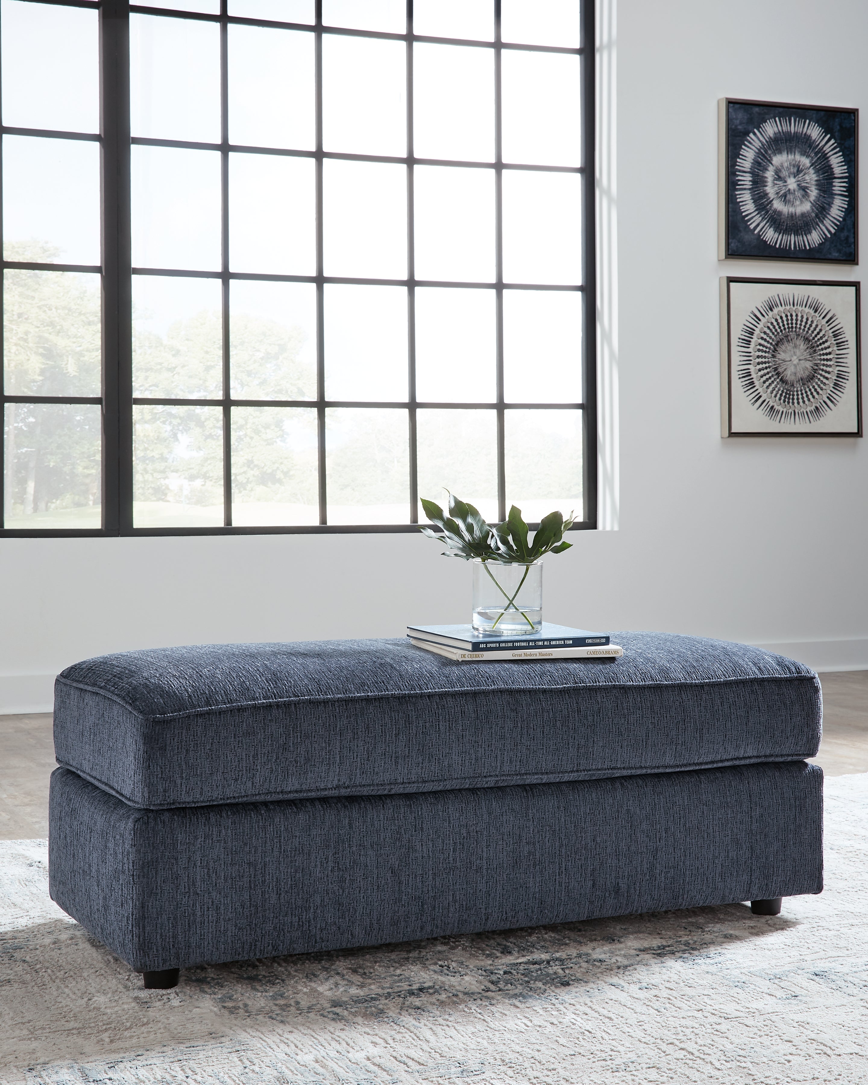 Prime Furniture - Ashley Furniture - Albar Place Living Room - Oversized Accent Ottoman / Cobalt - 9530208
