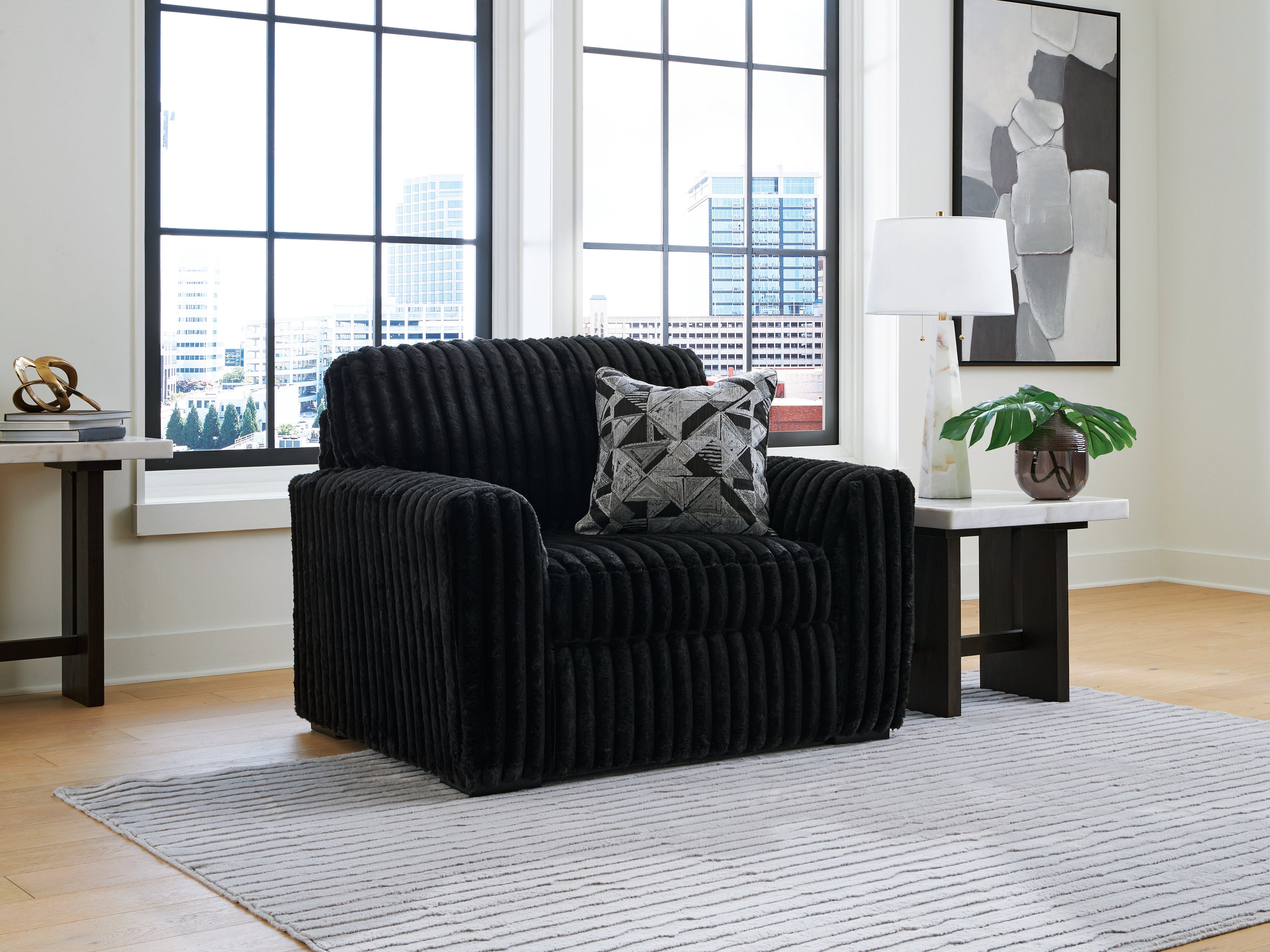 Prime Furniture - Ashley Furniture - Midnight-Madness Living Room - Chair and a Half / Onyx - 9810323