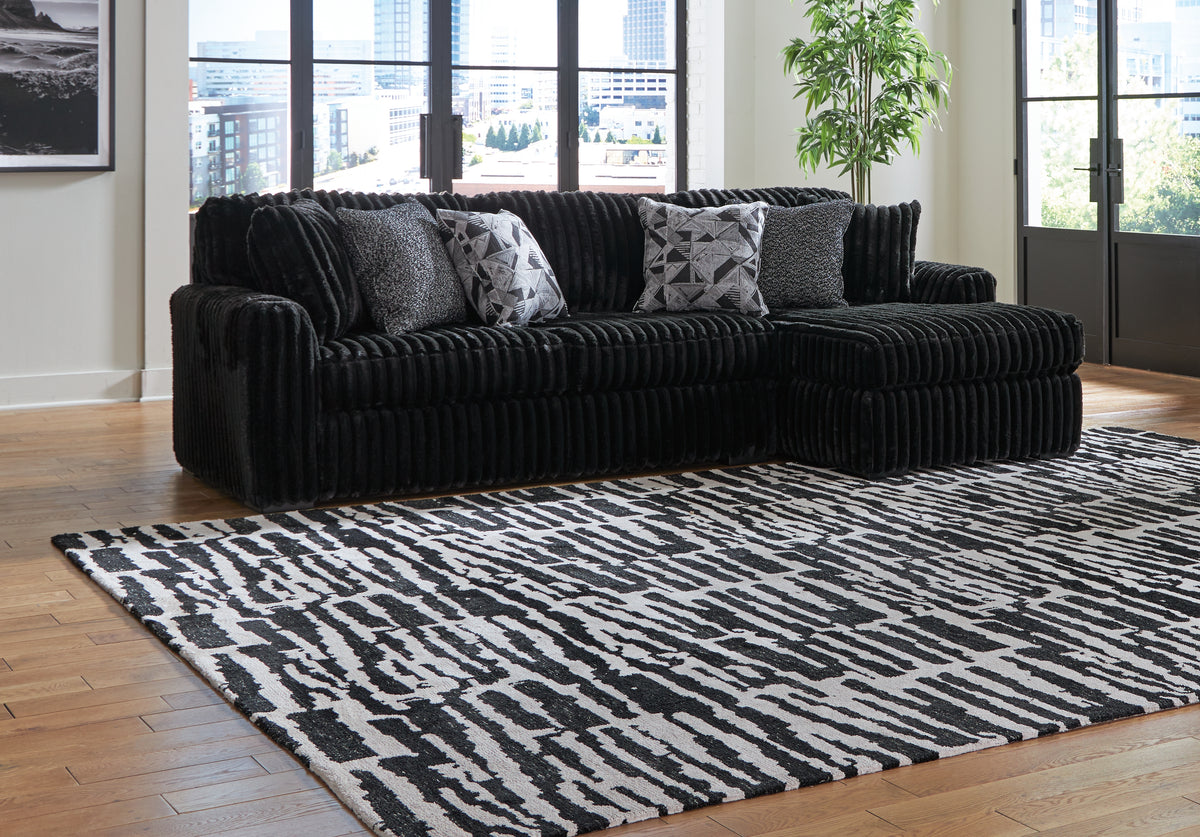 Prime Furniture - Ashley Furniture - Midnight-Madness Sectional - LAF 3-Piece Sectional with Chaise / Onyx - 98103S9