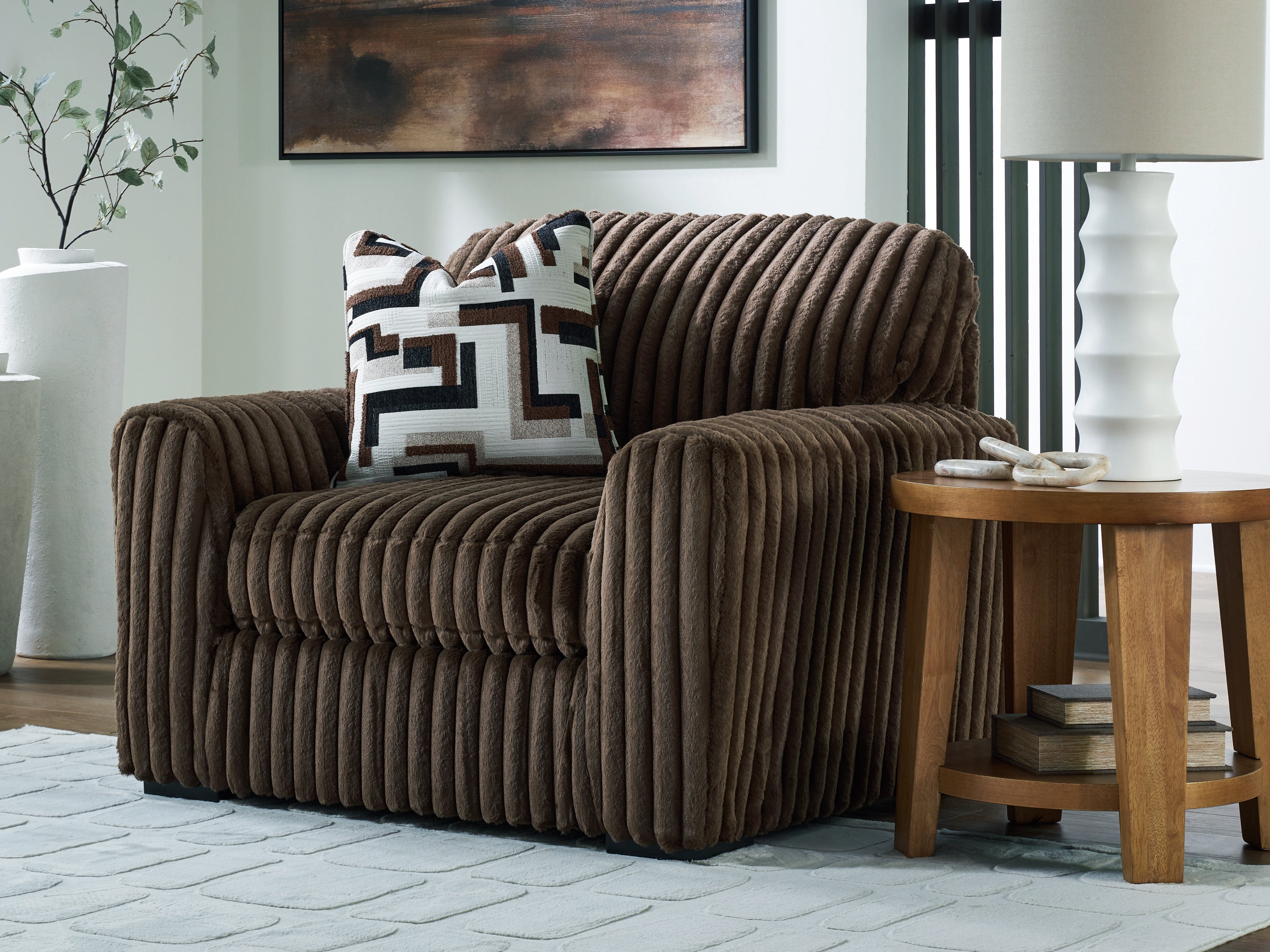 Prime Furniture - Ashley Furniture - Midnight-Madness Living Room - Chair and a Half / Chocolate - 9810423