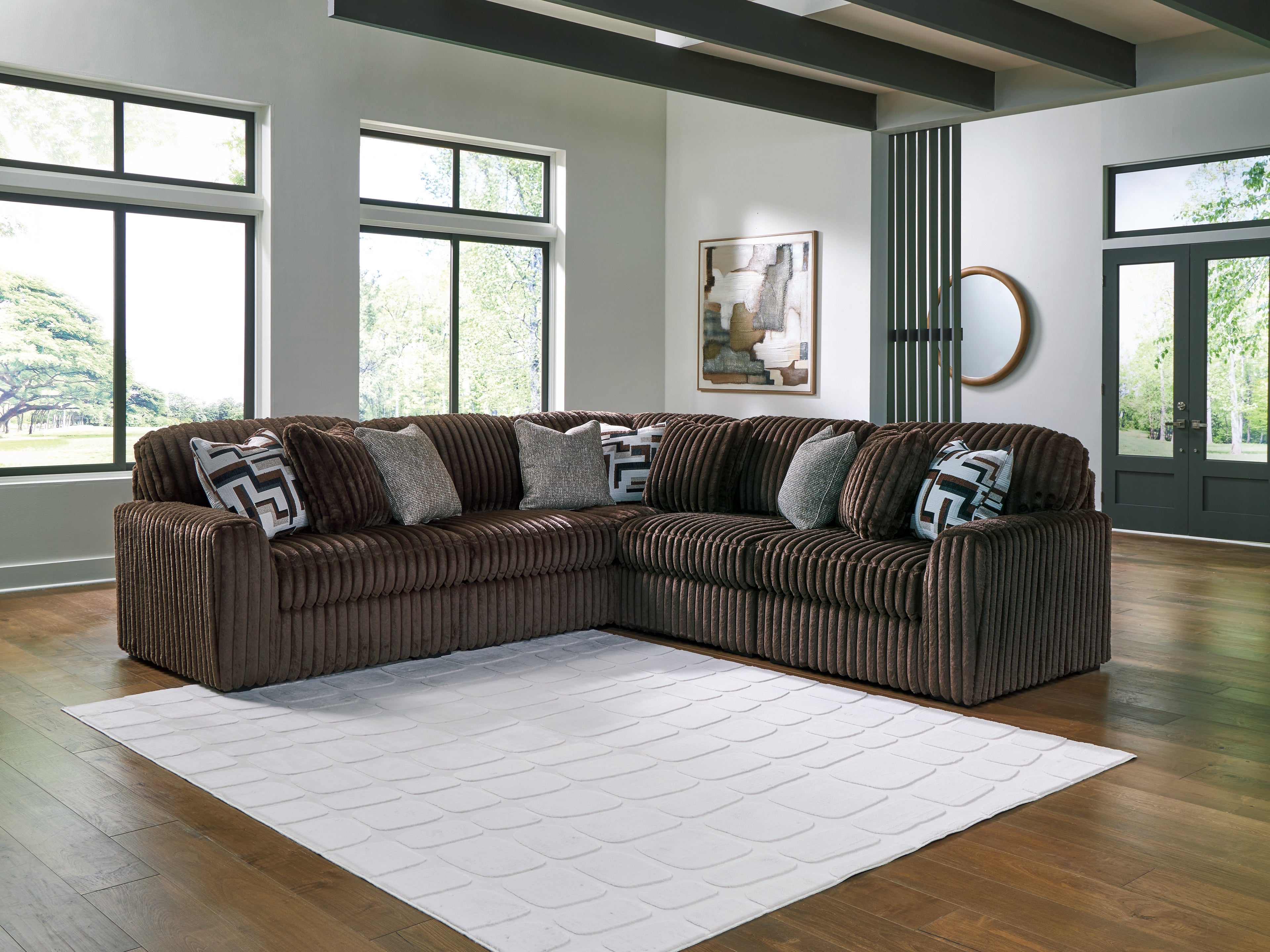 Prime Furniture - Ashley Furniture - Midnight-Madness Sectional - RAF 5-Piece Sectional / Chocolate - 98104S26
