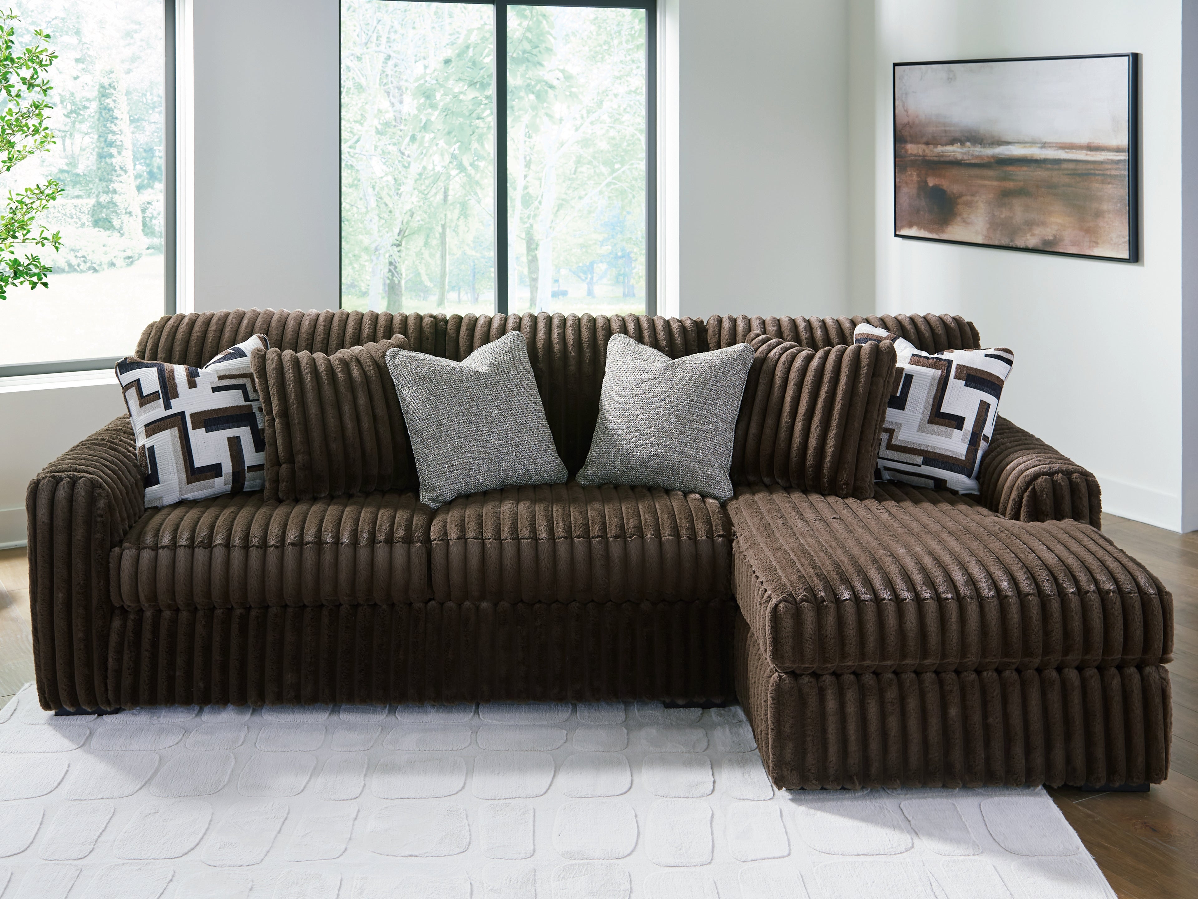 Prime Furniture - Ashley Furniture - Midnight-Madness Sectional - LAF 2-Piece Sectional Sofa with Chaise / Chocolate - 98104S2