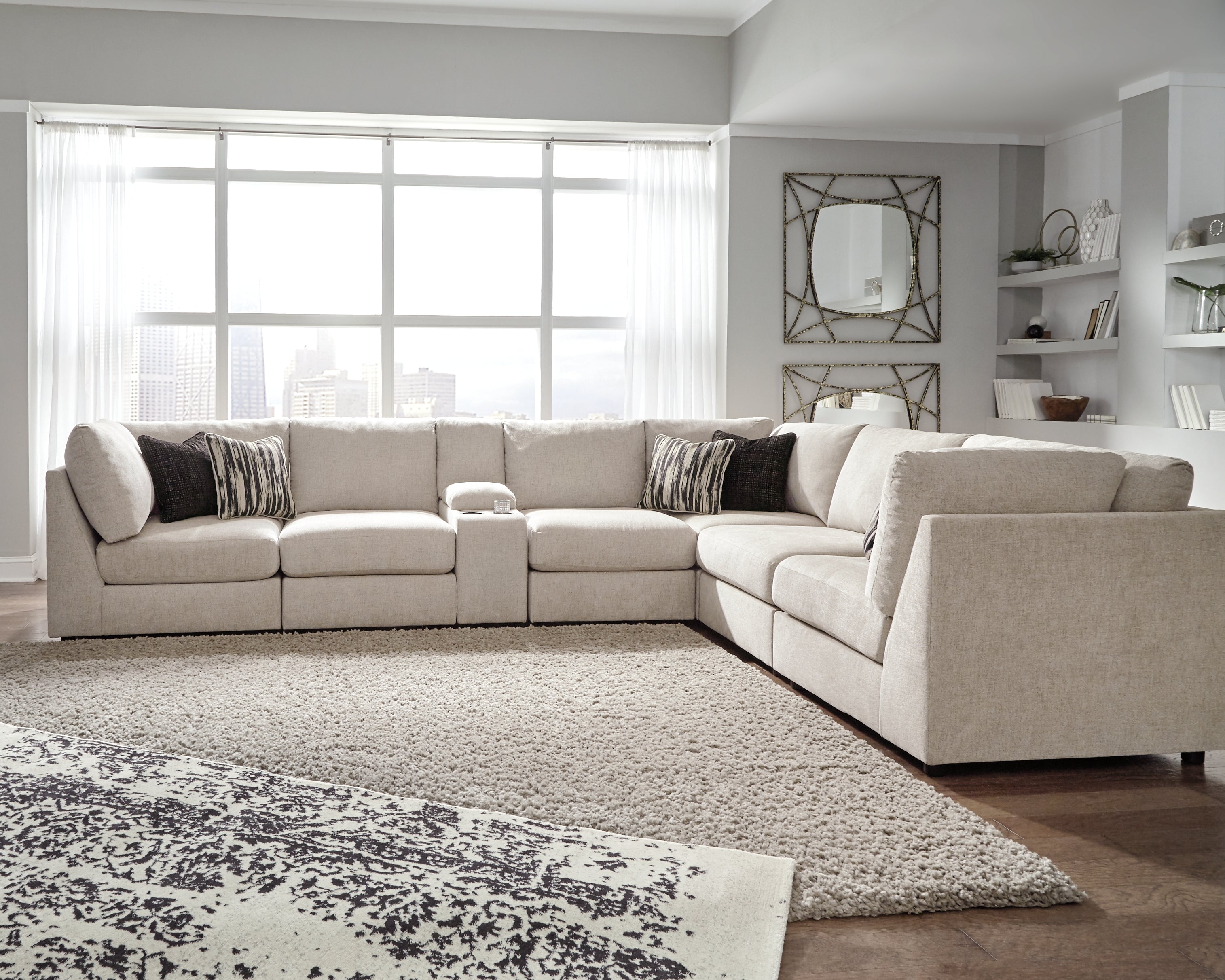 Prime Furniture - Ashley Furniture - Kellway Sectional - 7-Piece Sectional / Bisque - 98707S5