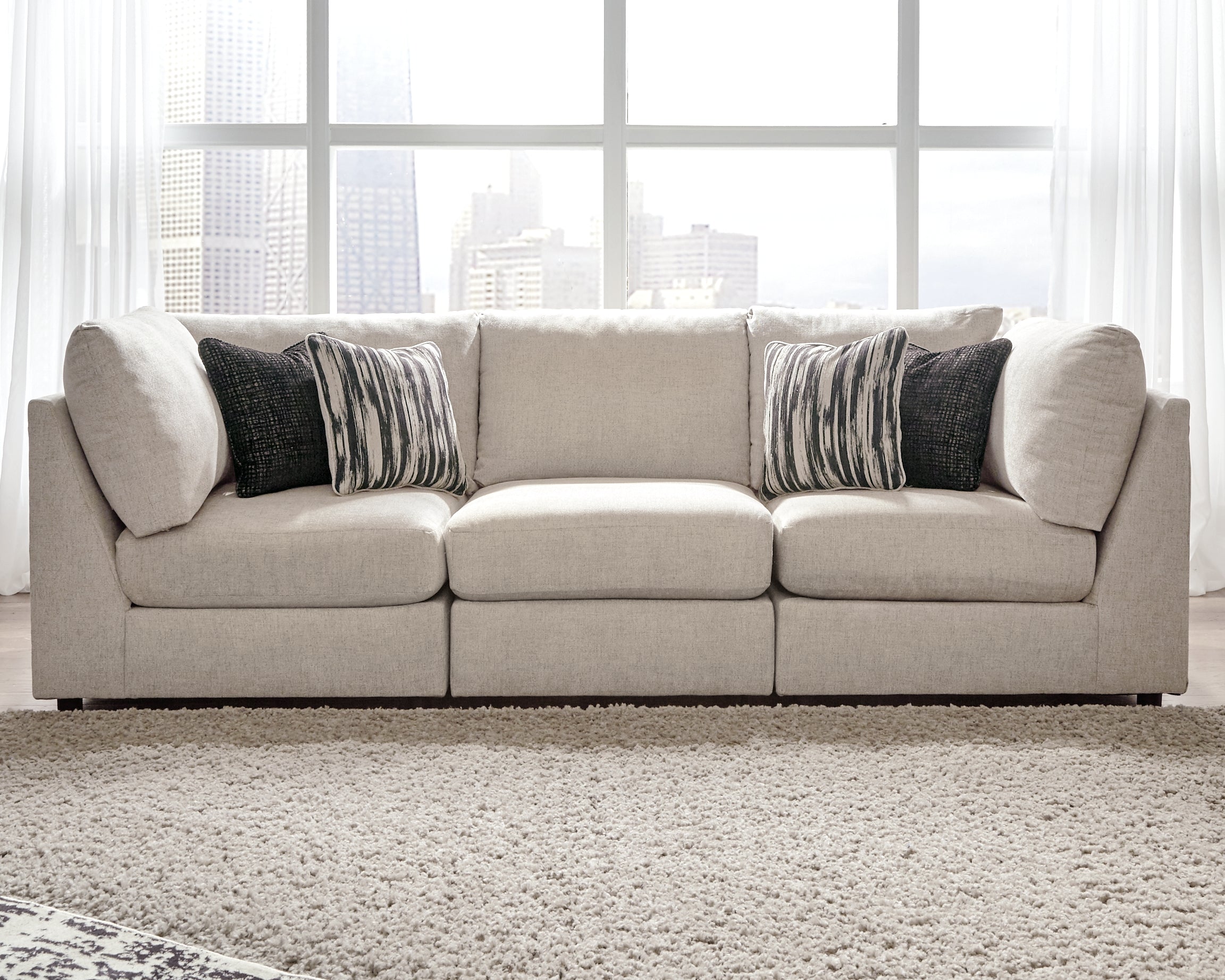 Prime Furniture - Ashley Furniture - Kellway Sectional - 3-Piece Sectional Sofa / Bisque - 98707S6