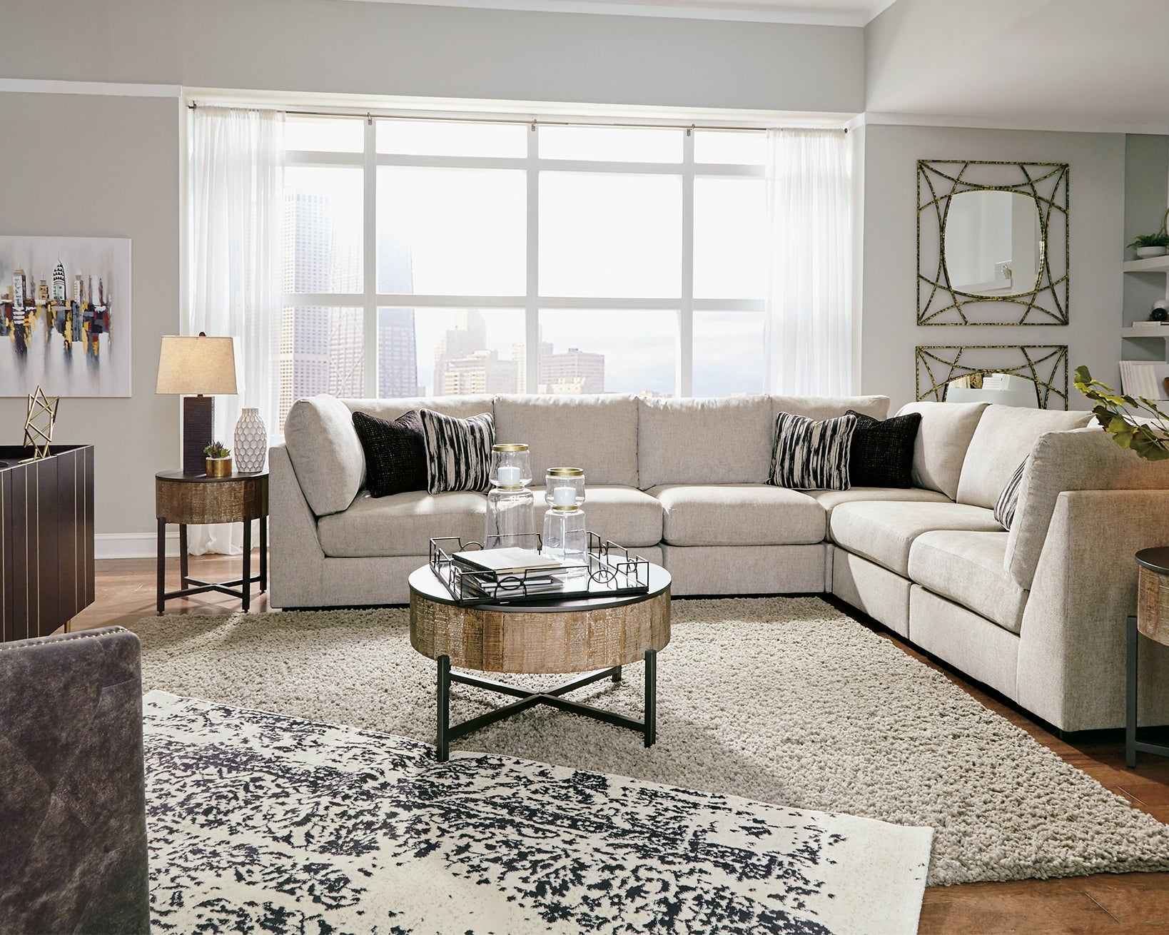 Prime Furniture - Ashley Furniture - Kellway Sectional - 6-Piece Sectional / Bisque - 98707S3