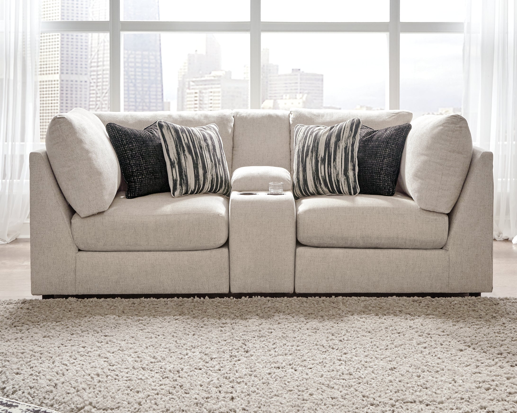 Prime Furniture - Ashley Furniture - Kellway Sectional - 3-Piece Sectional Loveseat / Bisque - 98707S8