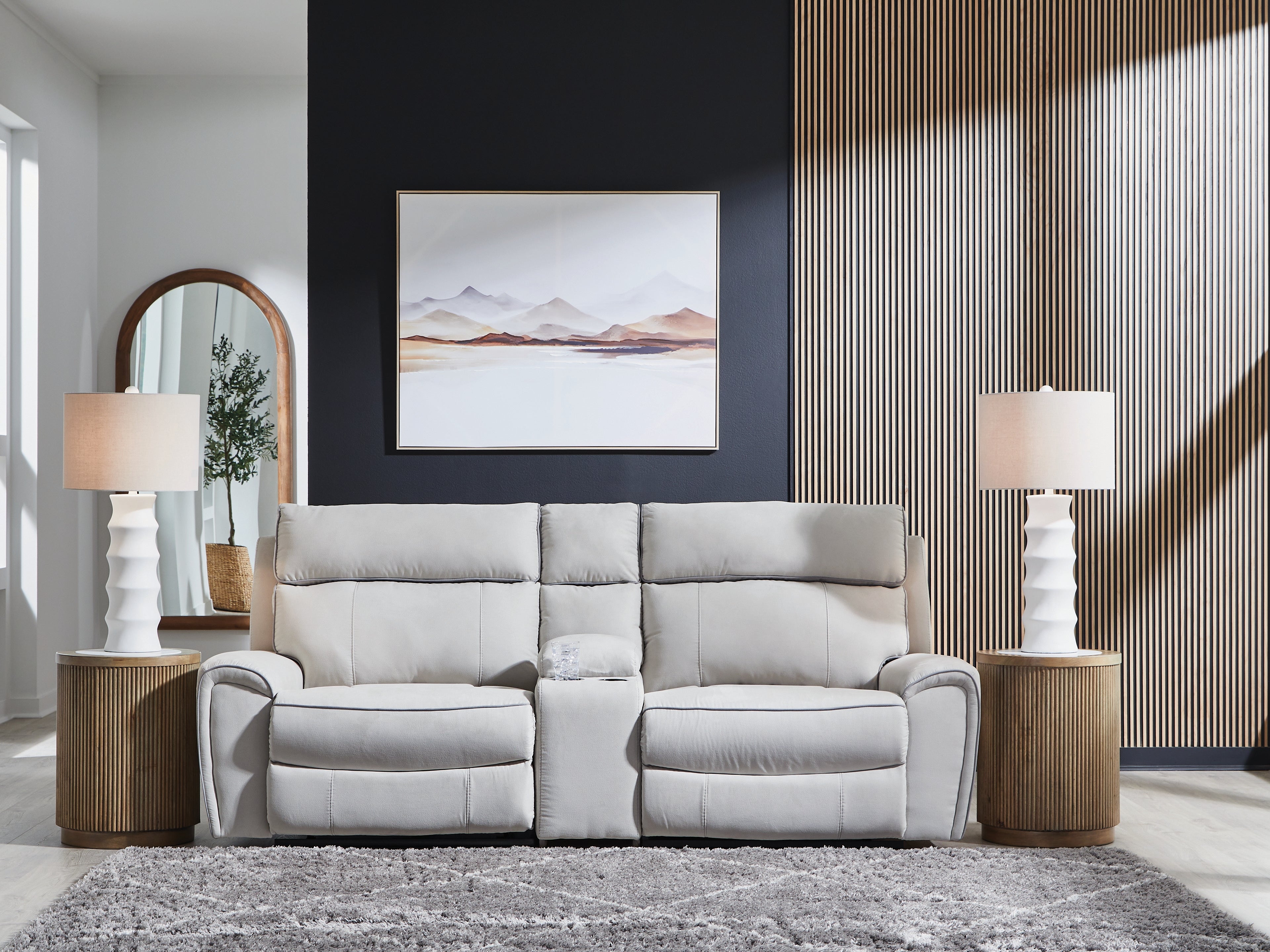 Prime Furniture - Ashley Furniture - Social Pointe Sectional - 5-Piece Power Reclining Sectional / Pearl/Ash - PC98802S8
